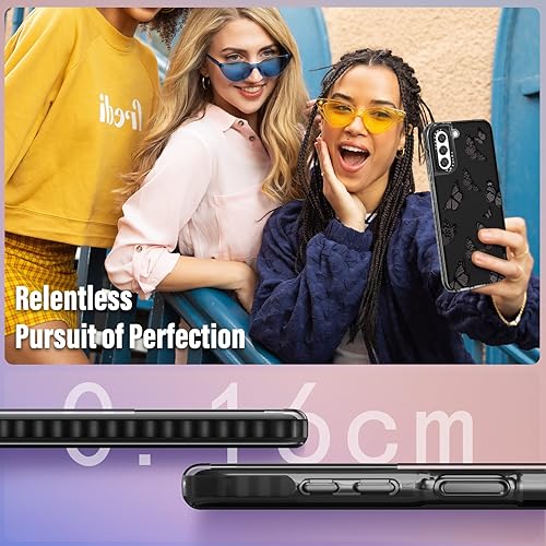 Miniatura 5 de Toycamp Funda para Samsung Galaxy S22 para mujer, diseño femenino de mariposa morada con soporte de anillo (6.1 pulgadas), negro