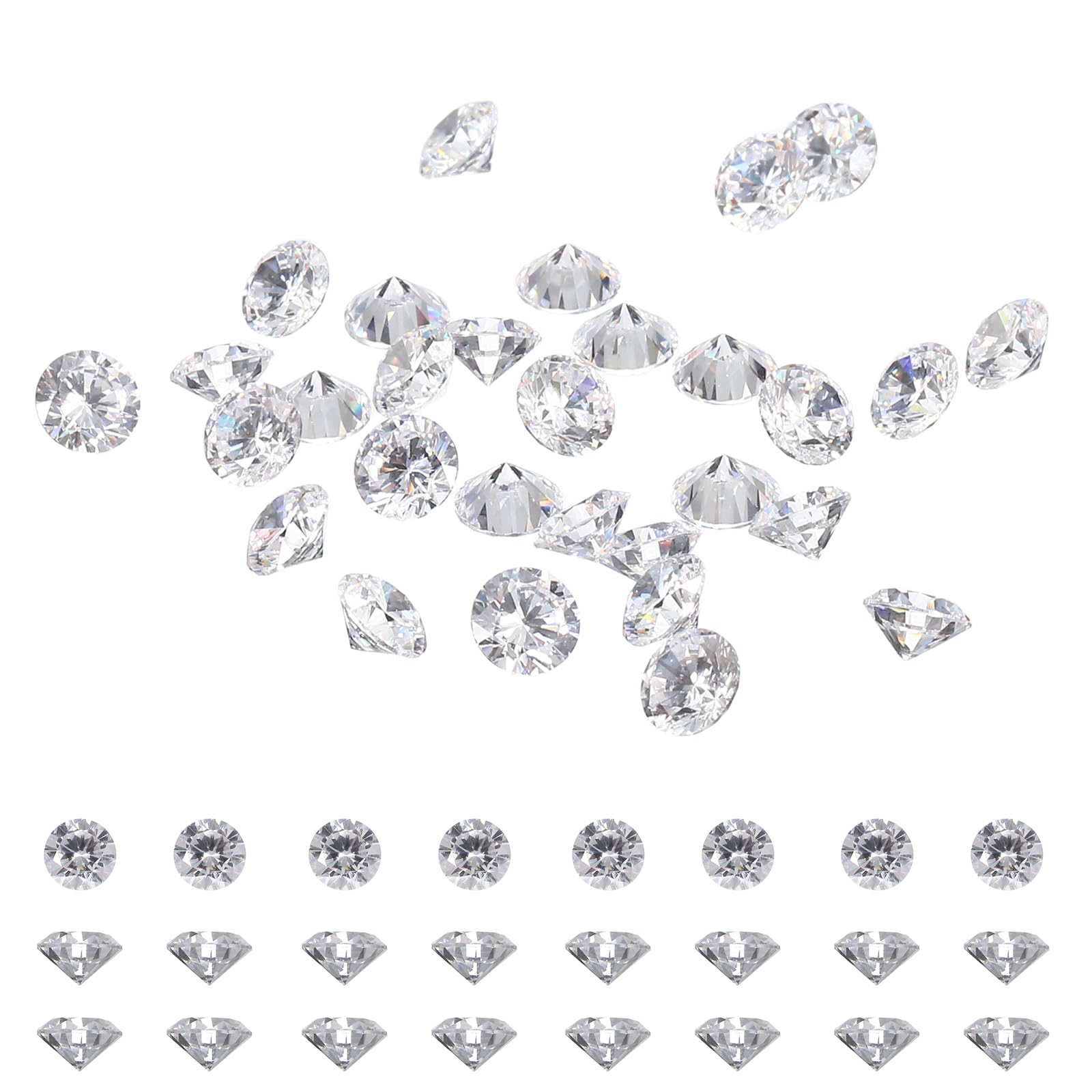 sourcing map 280Pcs Diamond Decoration Cubic Zirconia, 3A CZ Stones 0.8mm Loose Gemstone Fake Diamonds Round Cut Vase Fillers Gems Pointed Back for Jewelry Making DIY Earrings Necklace, Clear