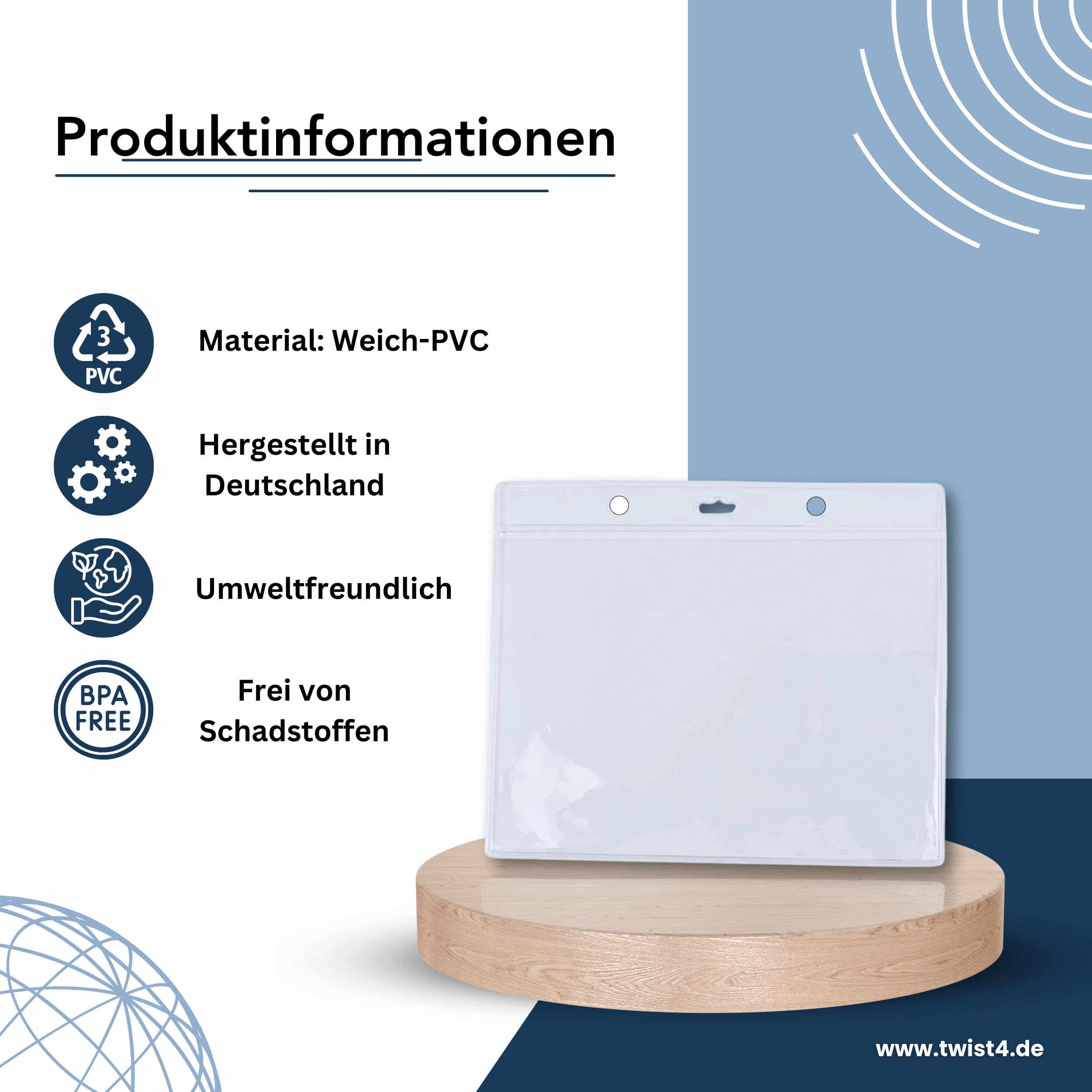 Ausweishüllen DIN A6, 14,8 x 10,5 cm, PVC, Transparent, Reißfest, Euro- und Ringlochung (100)