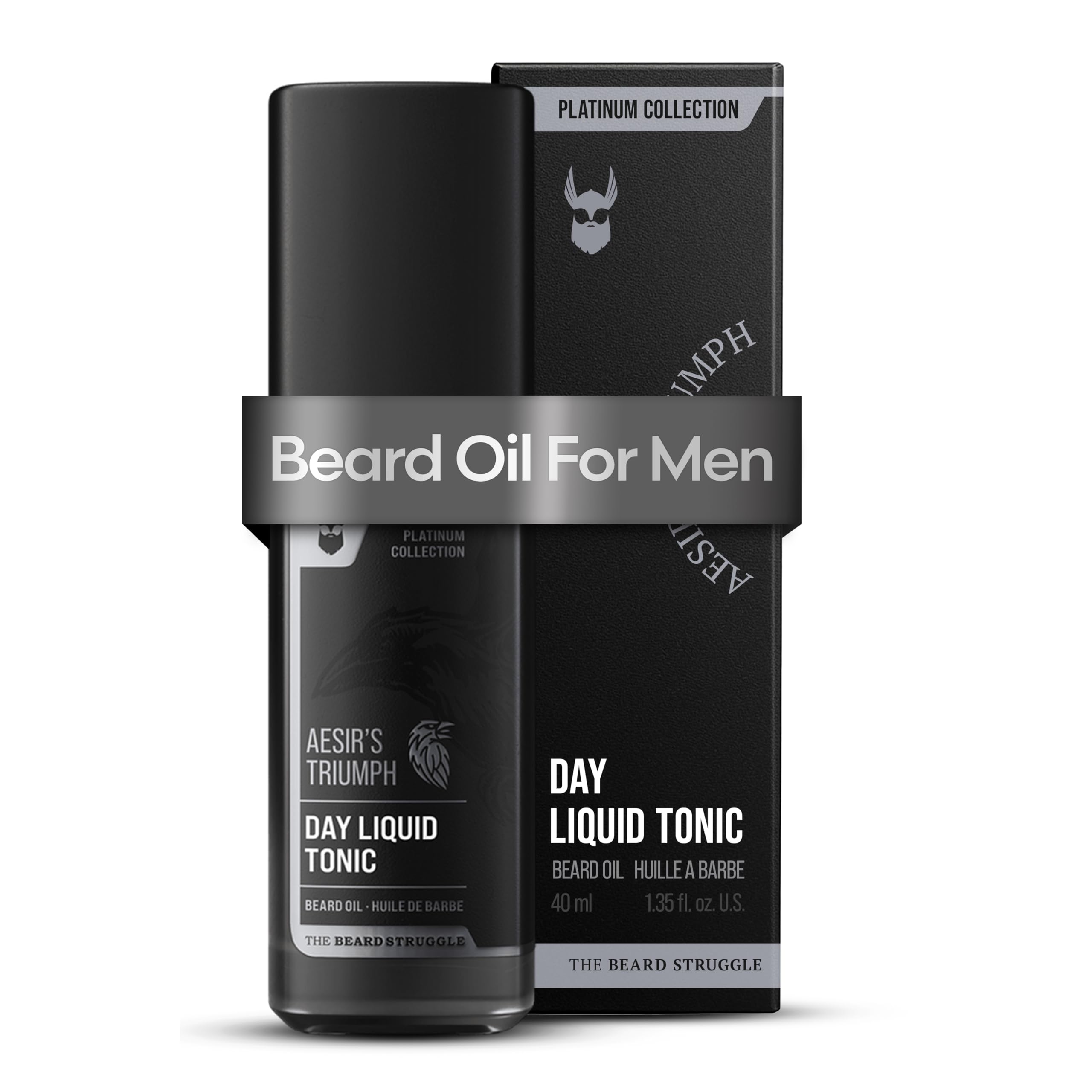 The Beard Struggle - Day Liquid Tonic Beard Oil - Platinum Collection, Aesir's Triumph - Beard Oil for Men - Moisturize, Softens Hair, Reduces Itch - Day Time Beard Growth Oil (30 ml)