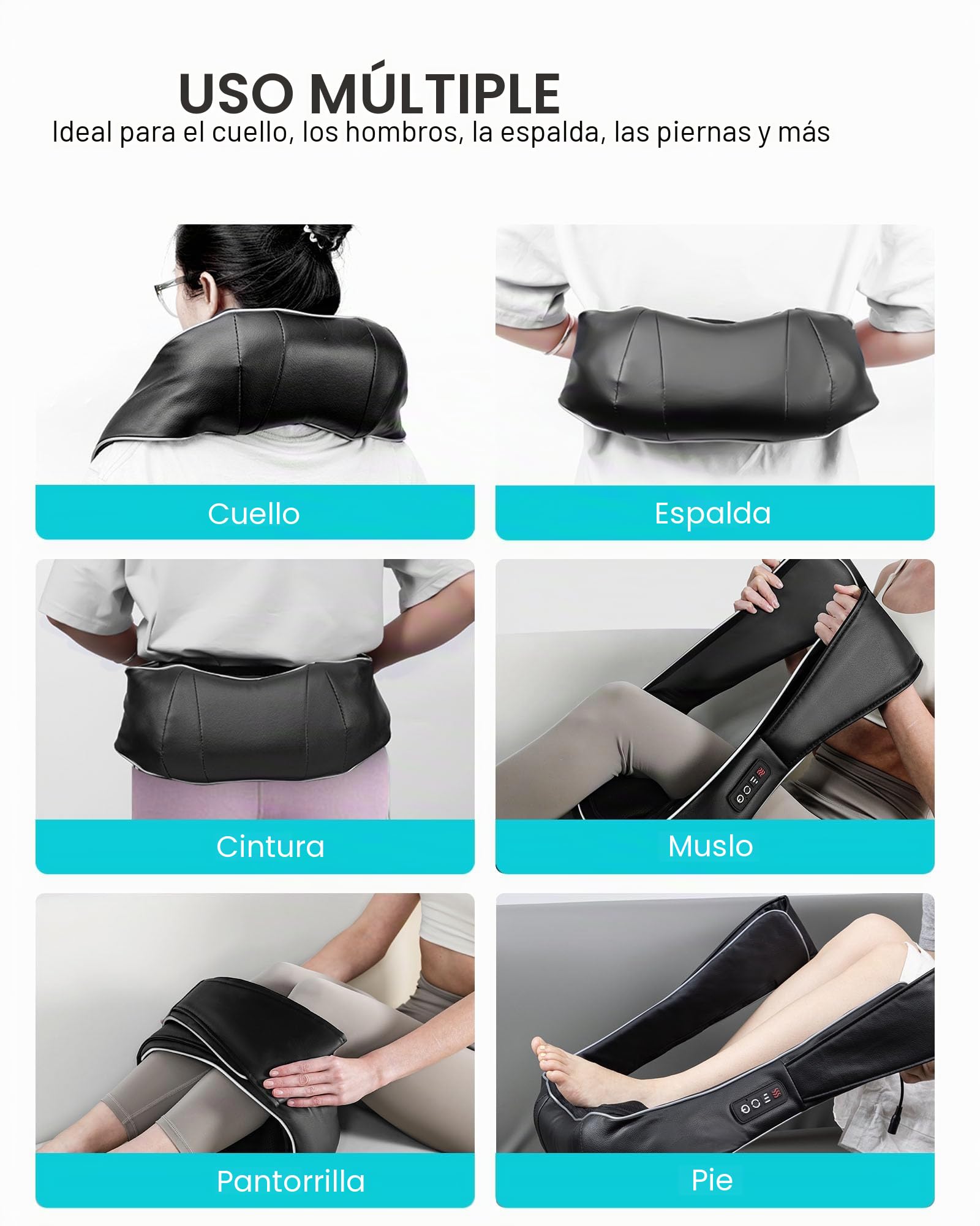ALLJOY Masajeador de Cuello y Hombros con Calor, Masajeador Cervical y Espalda Shiatsu, 8 Nodos de Masaje Giratorios, 3 Velocidades, Dirección Ajustable,Regalo para Mujer Hombre,Negro