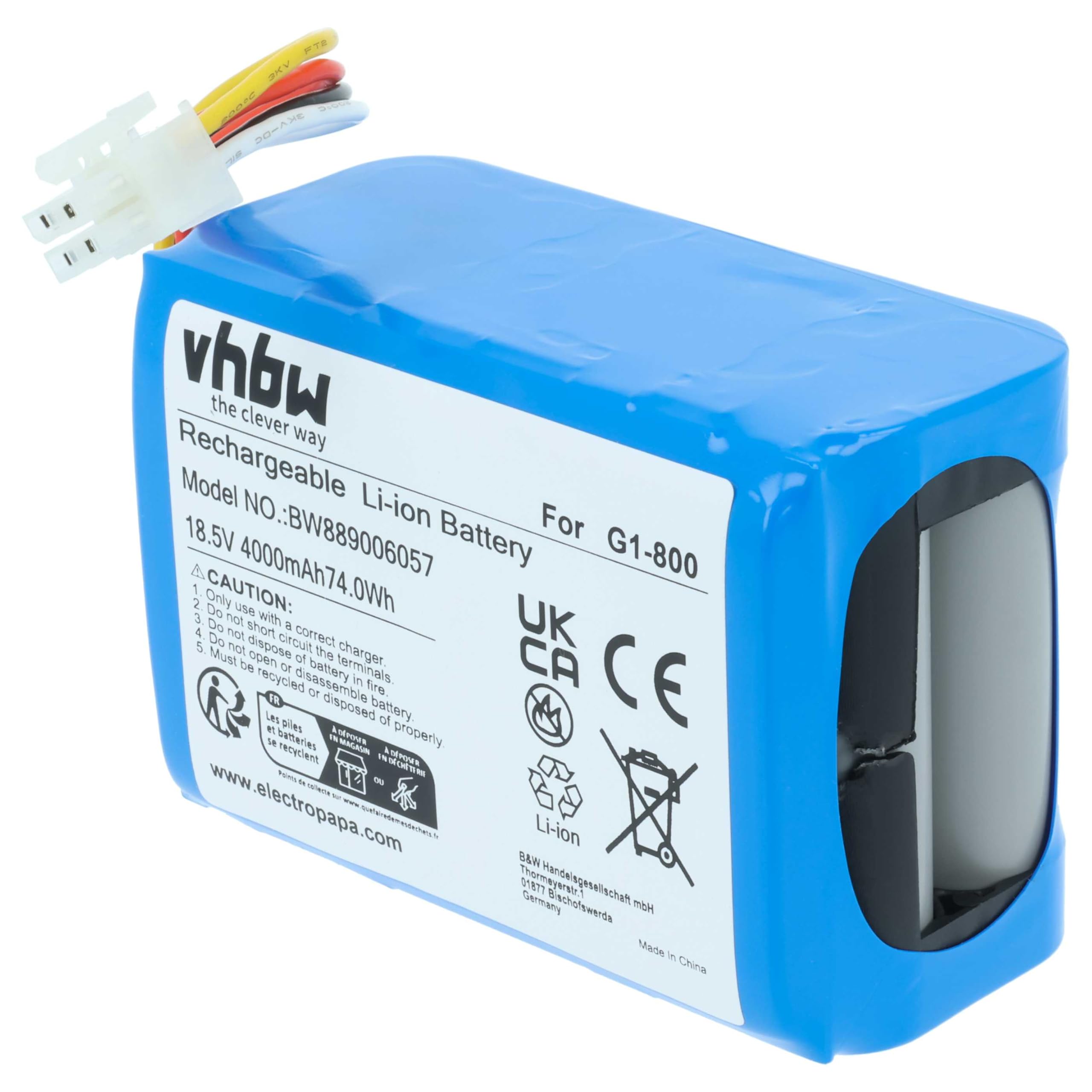 vhbw Batería Compatible con Ecovacs Goat G1-800W, Goat GX, Goat O1200 RTK, Goat O800 RTK Robot cortacésped cortacésped 4000mAh 18,5V Li-Ion