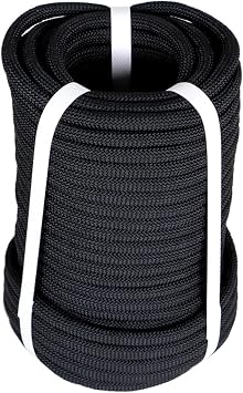 3/8In 100Ft 3520Lbs Black Braided Polyester Arborist Rigging Rope for Flagpole Clothesline Camping Sailing Swings