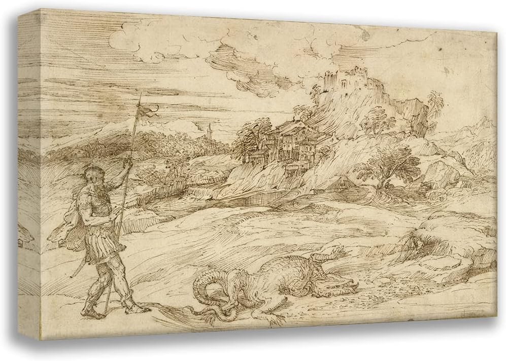 ArtDirect Landscape with St. Theodore Overcoming the Dragon (1550-1559) 48x32 UnFramed Museum Art Print Poster Ready for Framing by Titian (Italian, c. 1488-1576)