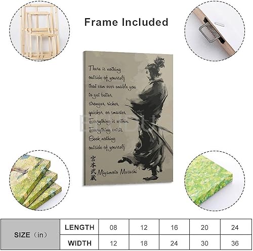 Miniatura 2 de FGRID Póster de Miyamoto Musashi con cita de Miyamoto Musashi, arte de pared samurái, pósteres e impresiones artísticas de pared para sala de estar,