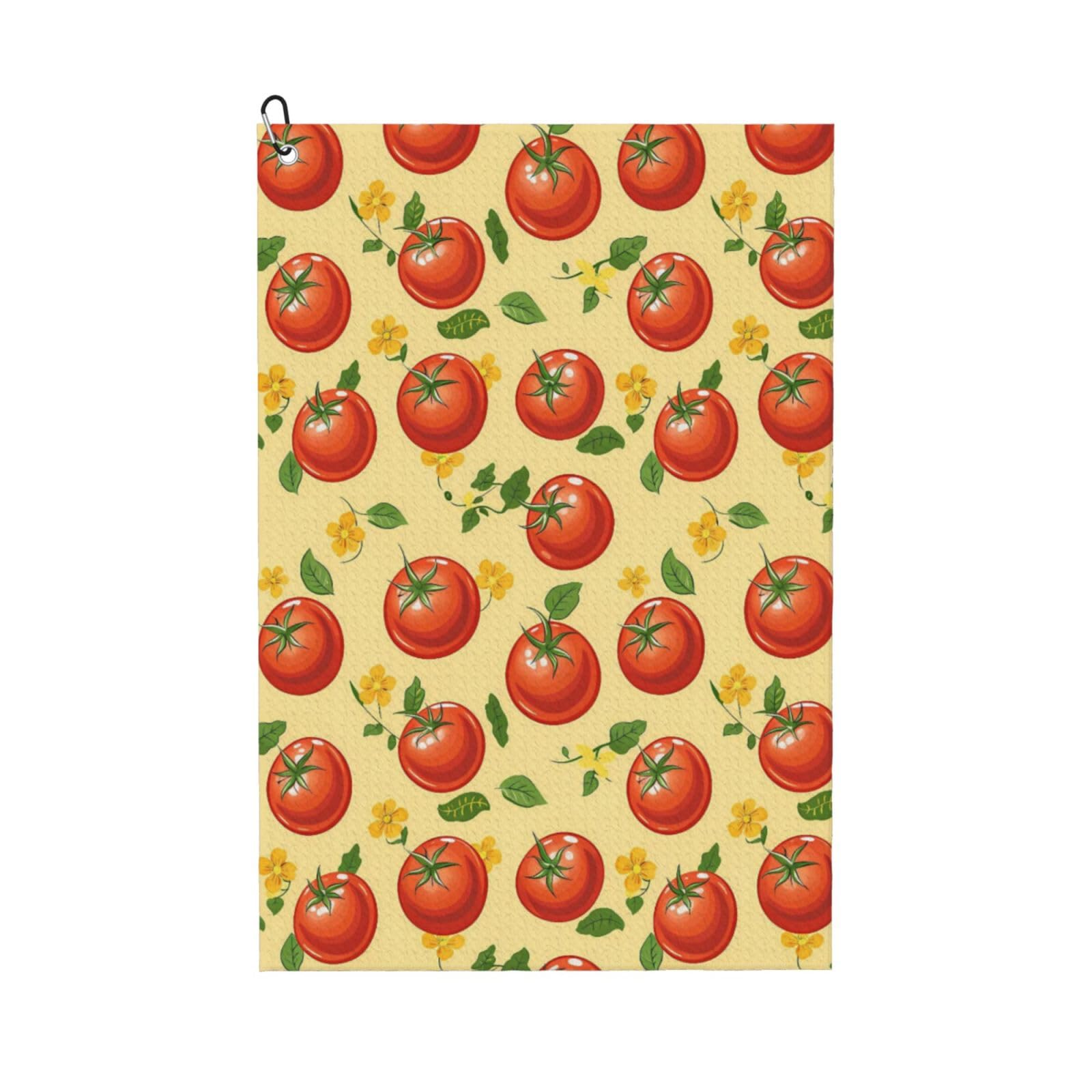 Oudrspo Tomato & Flowers Fun Pattern Multi-Functional Golf Towel | Absorbent Quick Drying 16x24in