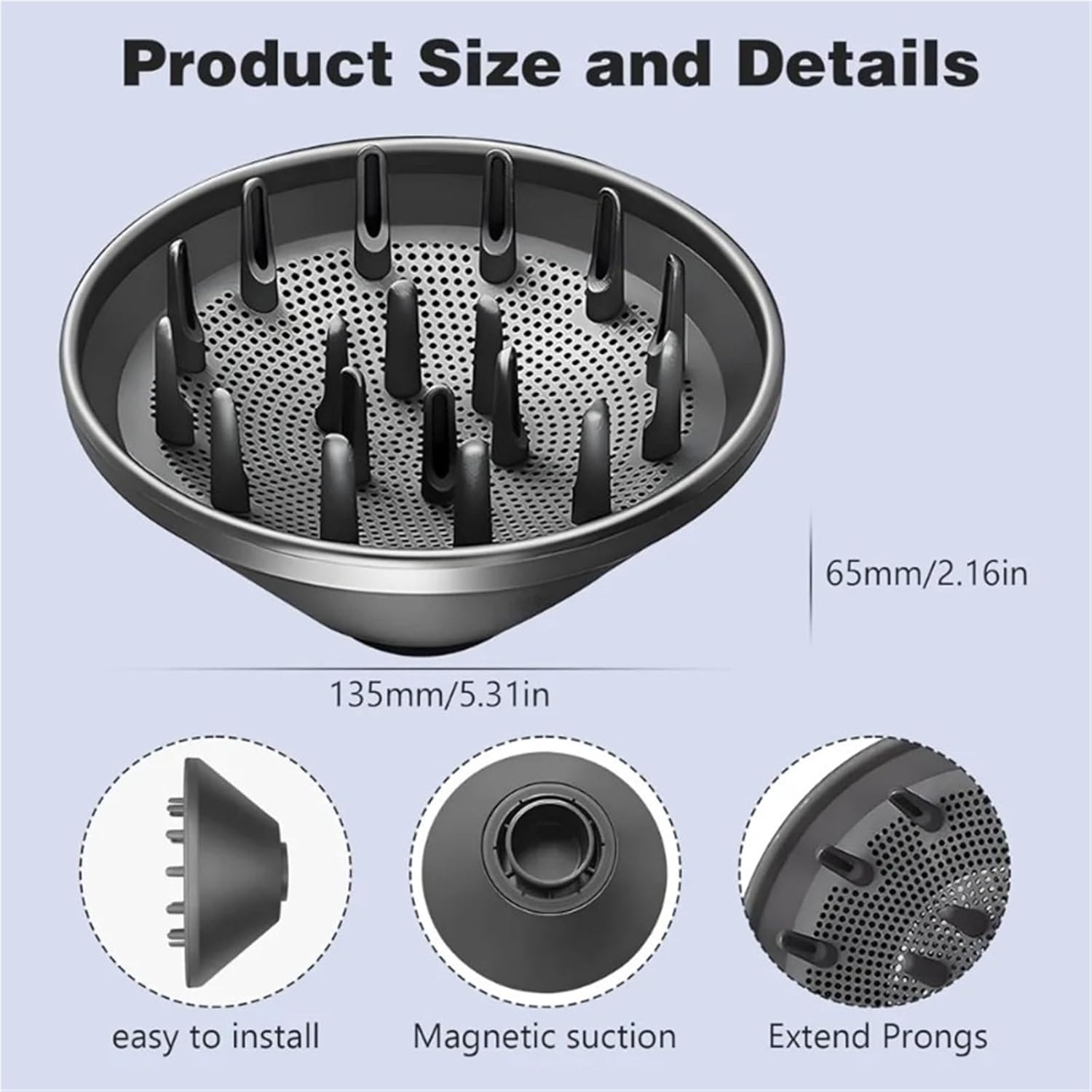 Hair Diffuser Attachment Nozzle, Compatible For Shark，Compatible For Flexstyle，Compatible For Feminine，Hairdryer Diffuser Cover