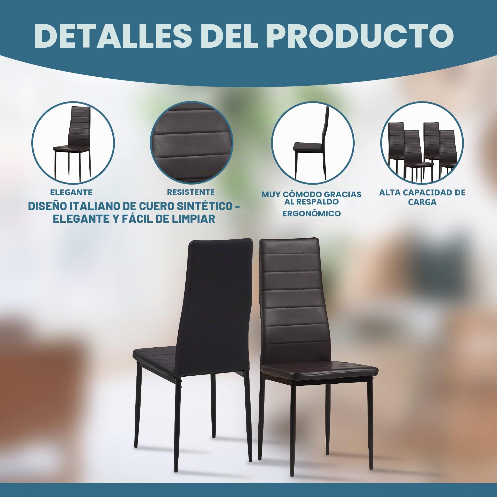 Albatros 2701 Milano Set de 6 sillas de Comedor, marrón
