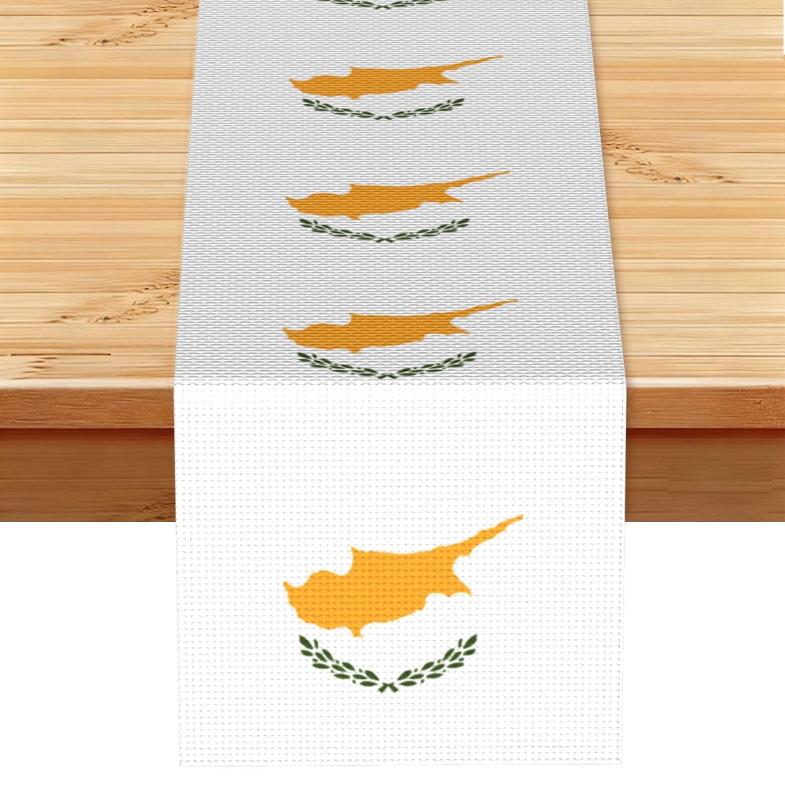 Flag of Cyprus Table Runner 13x72 Inch Dining Decor