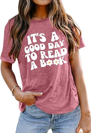 Book Lover Shirts Women Its a Good Day to Read a Book Funny Graphic Print Teacher Tee Tops Bookworm Reading T-Shirt