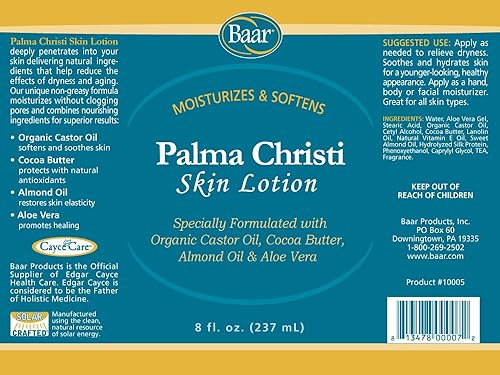 Miniatura 5 de Baar Palma Christi Skin Lotion - Aceite de ricino orgánico, manteca de cacao y aloe vera, 8 onzas líquidas