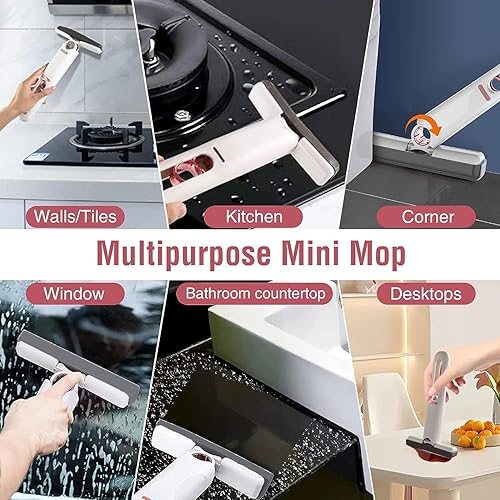 Miniatura 2 de Mini trapeador para espacios pequeños, mini mopa portátil, mini fregona portátil, adecuado para limpiar cocina, baño, mesa y vidrio de coche