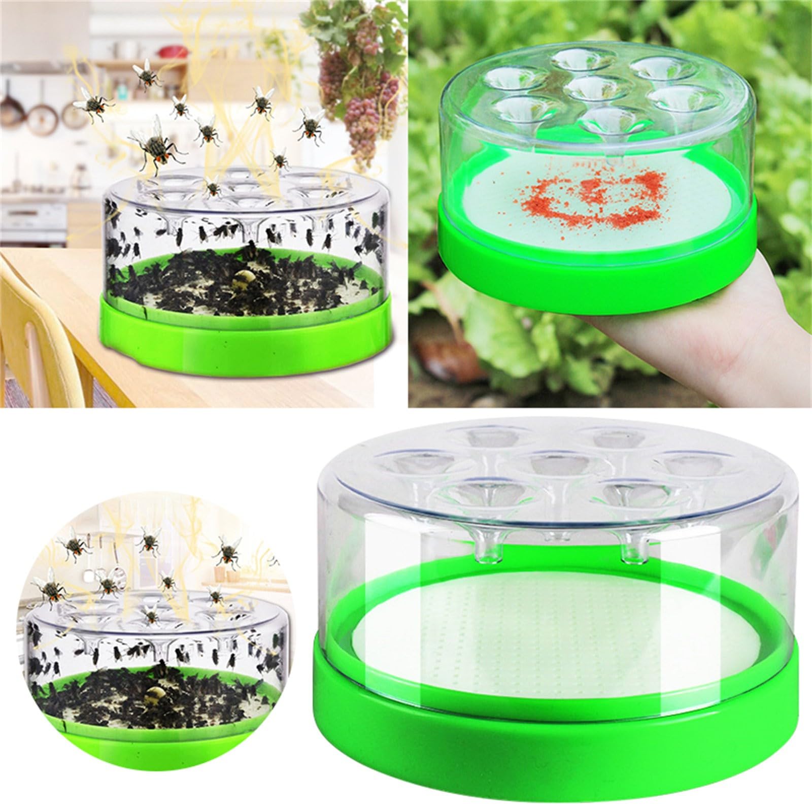 Reusable Non-electric Fly Trap Funnel One-Way Entry Fly Catcher,1PC