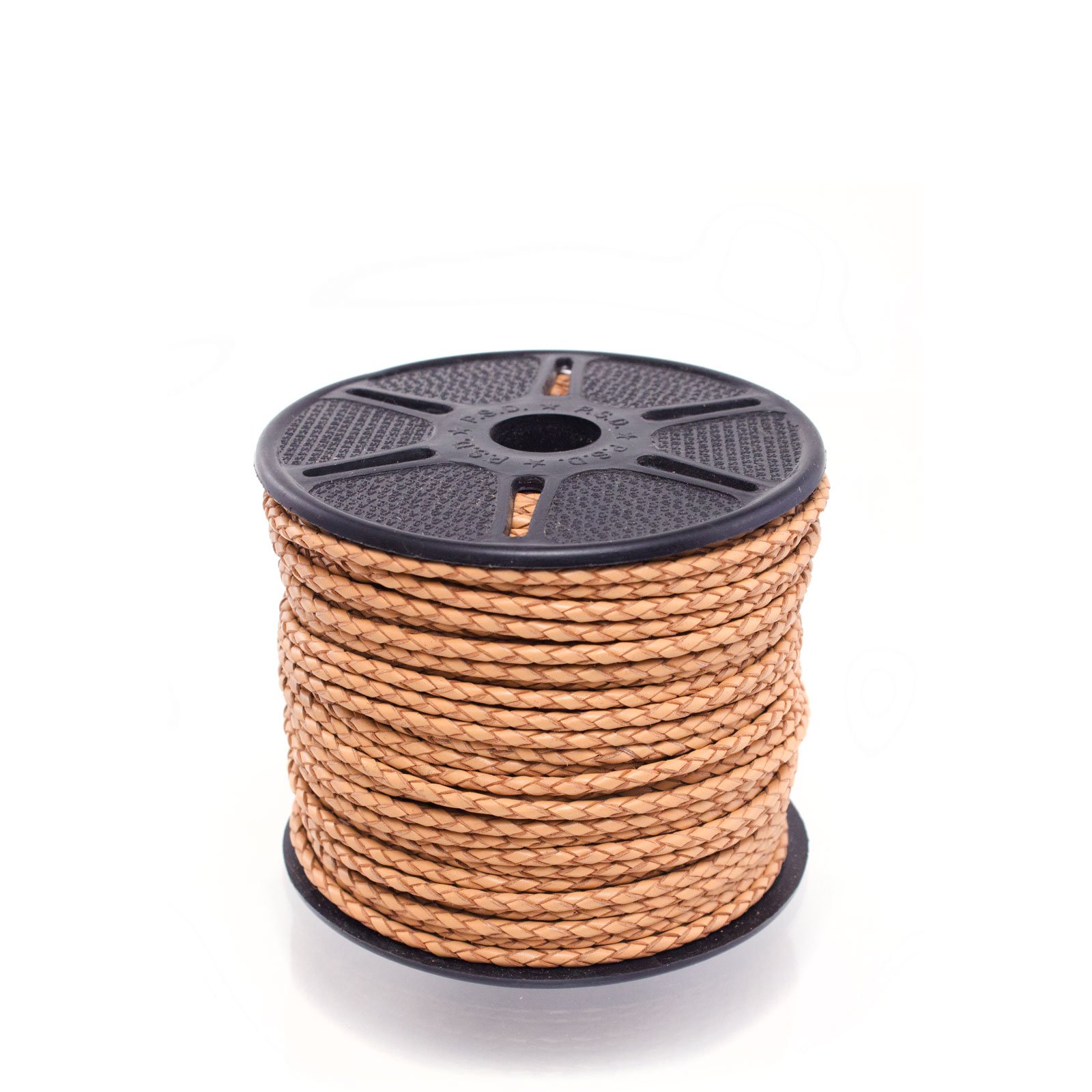 3mm Natural Leather Cord Braided Bolo - 1 Yard or 36 Inches CB0300NAT-1