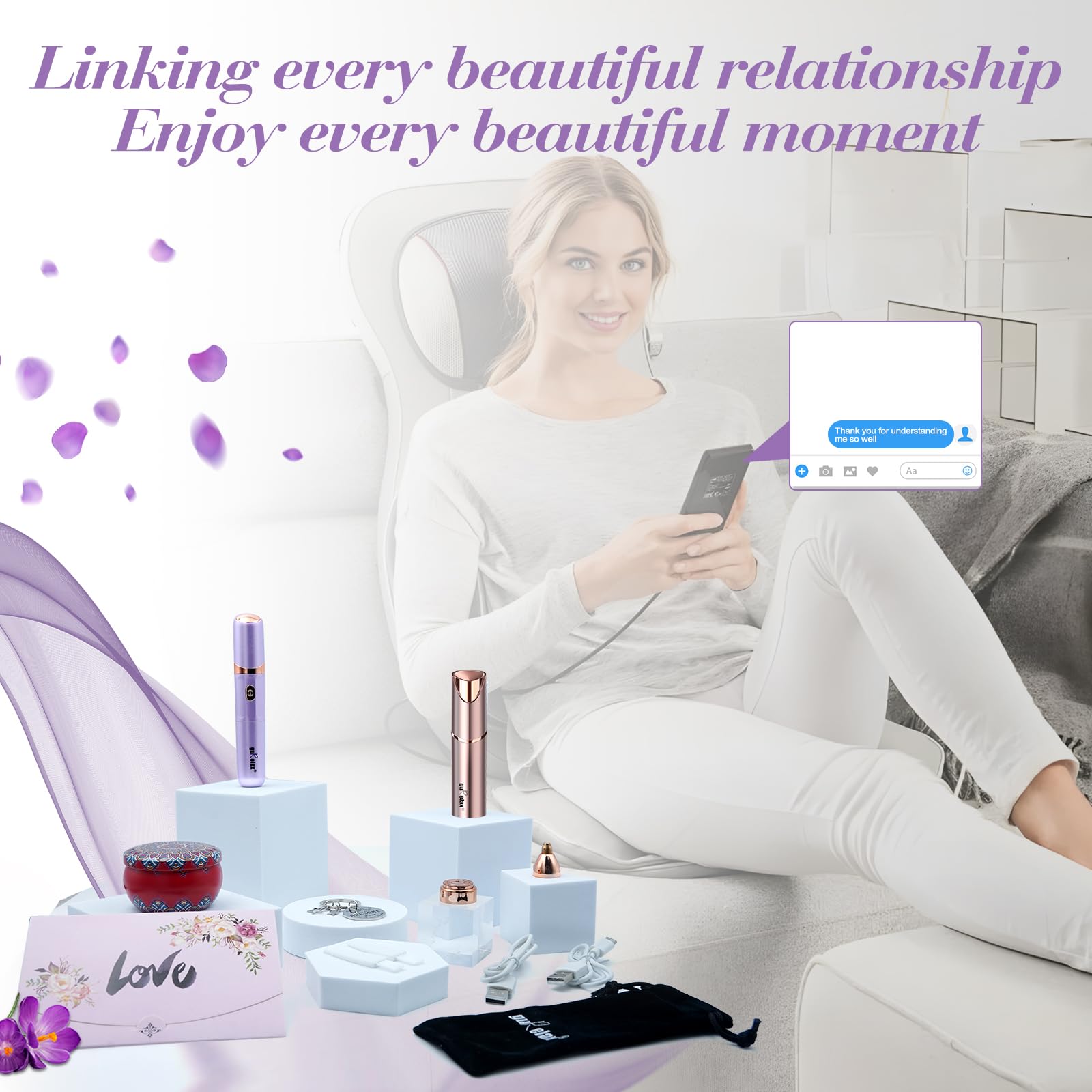 Epilatore elettrico di bellezza+rimozione dei peli del viso per le donne, set regalo dispositivo di depilazione, sistema di epilazione portatile, rasoio indolore per viso, mento, labbra corpo
