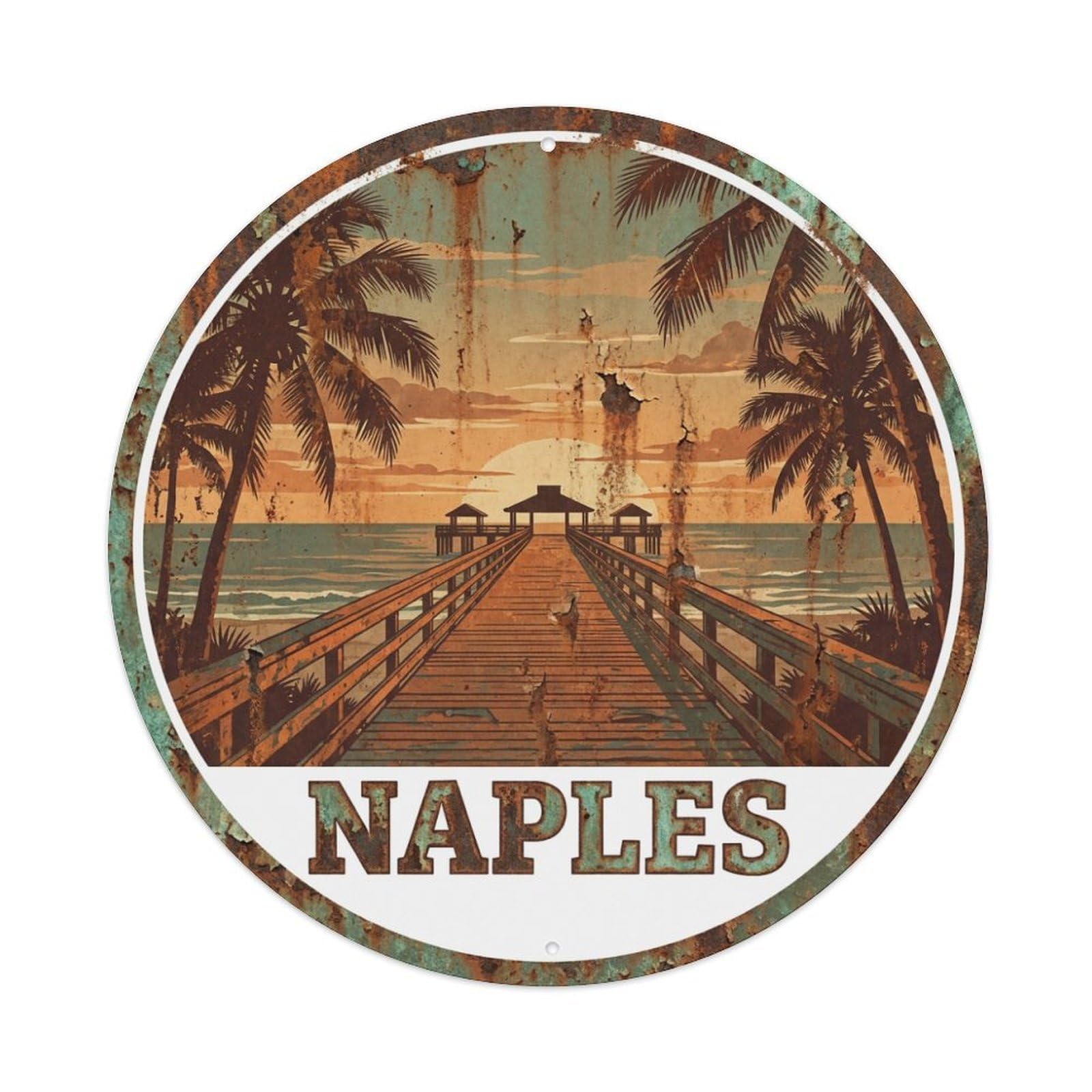 Tgrcjimh Style Metal Tin Sign Usa Retro Travel Naples