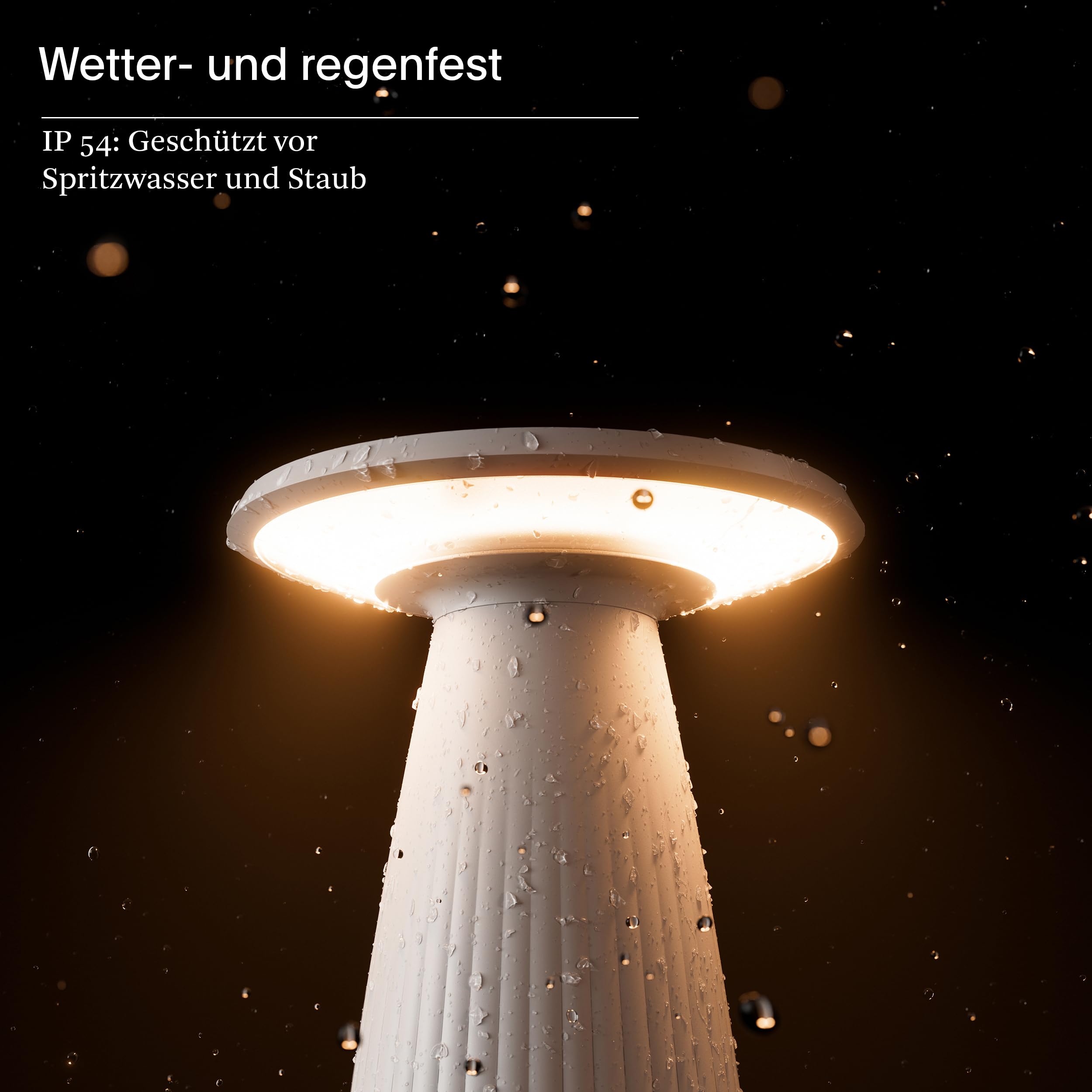 SIGOR Nuflair - Dimmbare LED Akku-Tischlampe mit integrierter Blumenvase Indoor & Outdoor, IP54 spritzwassergeschützt, Höhe 24 cm, aufladbar mit easy-connect puk, 12 h Leuchtdauer, dünenbeige