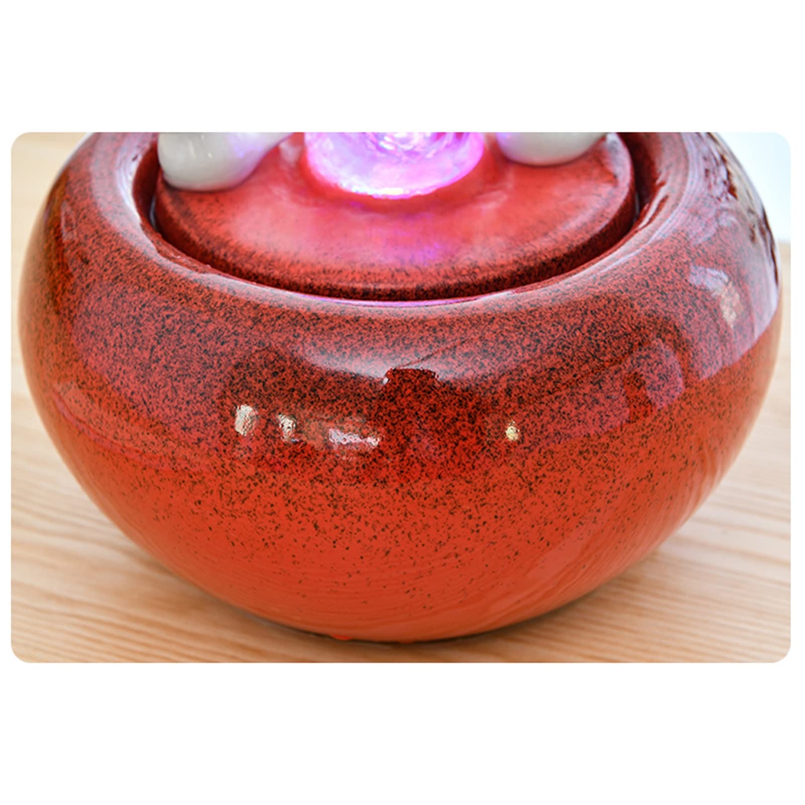 Fuente de Interior Fuente de agua de mesa de cerámica roja Fuentes de agua de relajación interior Fuente de cascada Feng Shui for decoración de la oficina de la sala de estar del hogar Fuente de Escri