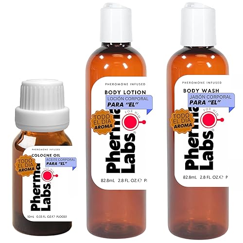 Atraer Mujeres Todo EL Dia Fragancia Feromona Mini Kit para Hombre Incluye: Jabon Corporal, Crema Corporal y Aceite Corporal con Feromonas -