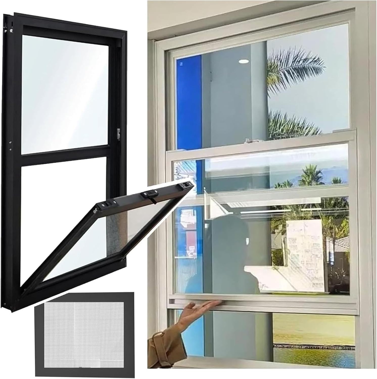 Ventilation Shed Window, Vertical Lockable Sliding Windows, Venting Basement Replacement Windows, Concession Stand Window for Sheds, Cabins, Tiny Homes, Garages(WxH 10x29 in/25x73cm)