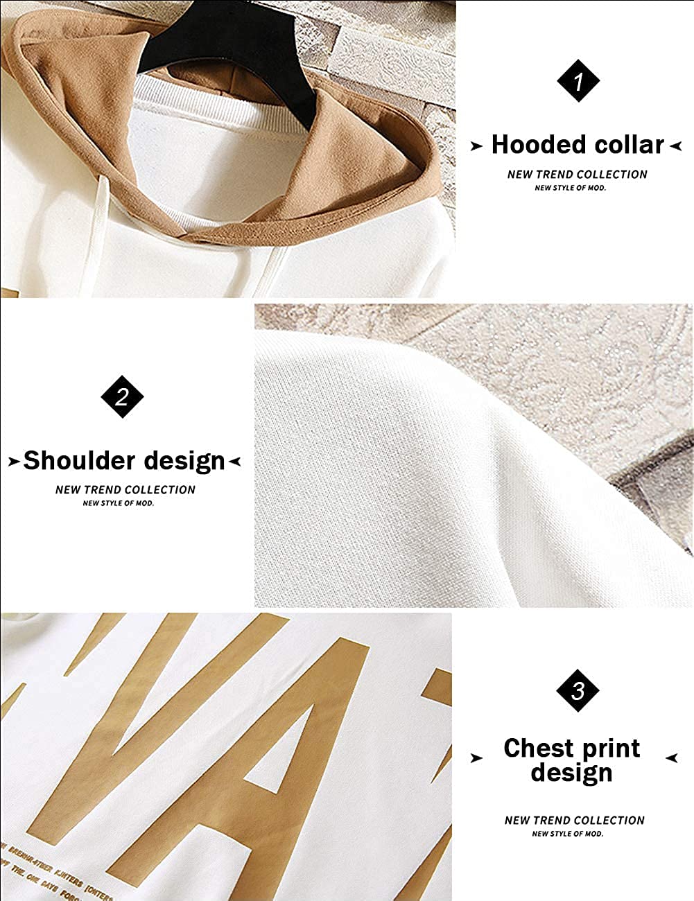 Moshtashio Hombre Sudadera con Capucha Estampado Letras Pullover Hoodie