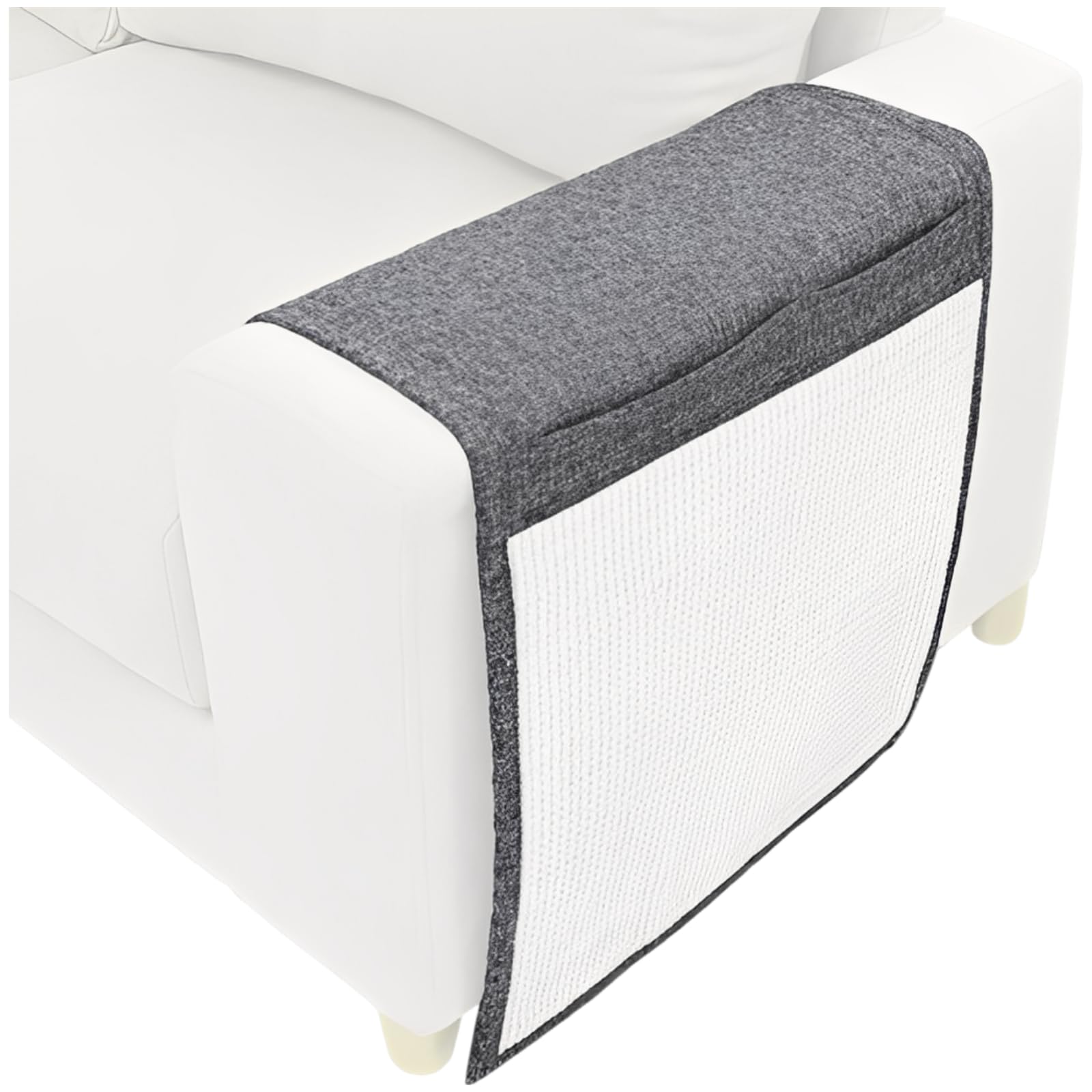 Almohadilla para rascar sofá y gatos, rascador de esquina de sisal natural de 51 pulgadas para el lado del sofá, protección de muebles contra gatos, almohadilla lateral grande con borde de tela, gris