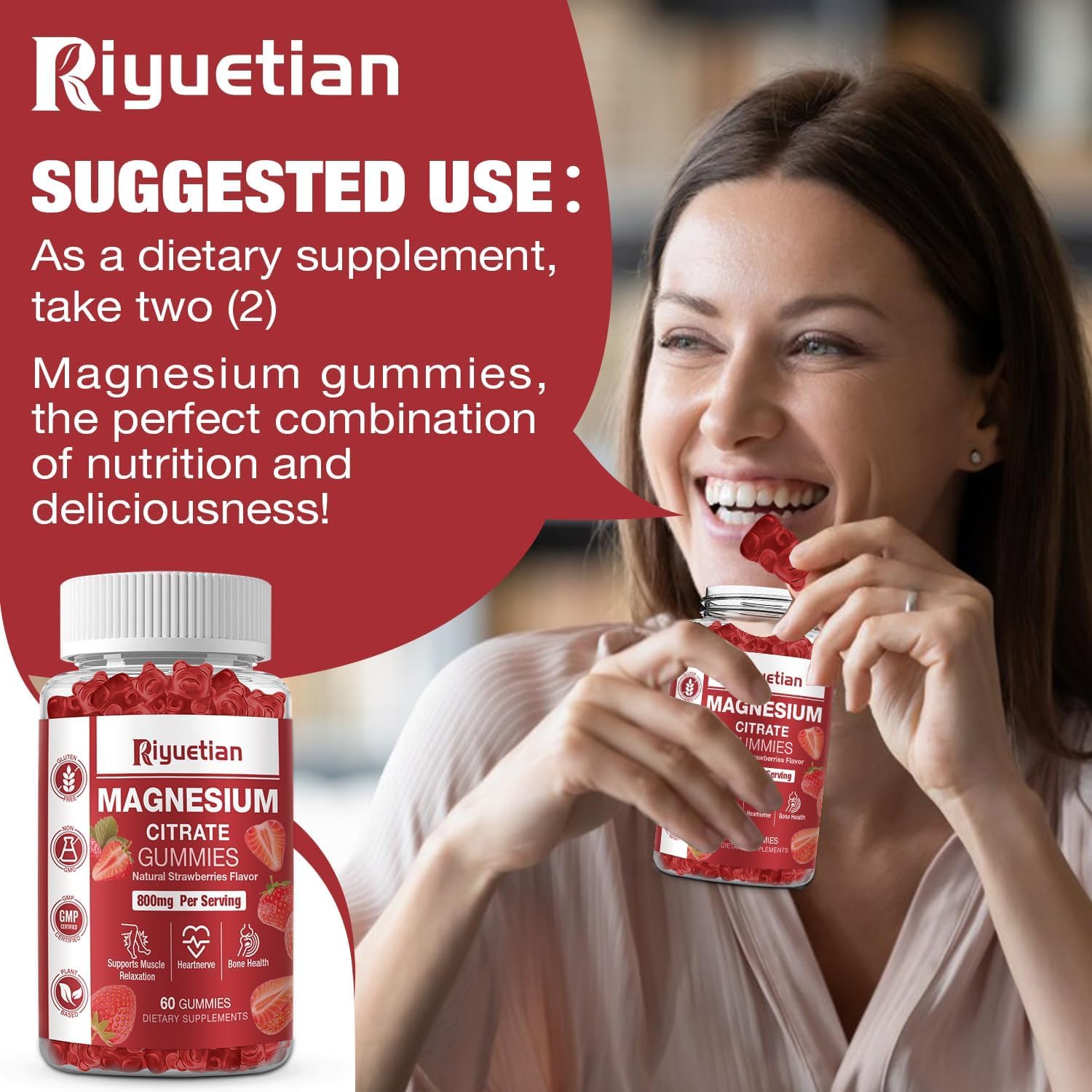 2 Pack Extra Strength Magnesium Citrate Gummies 800MG - Vegan Gummies - Supports Relaxation & Energy for Adults - 120 Count — Amazon image 5