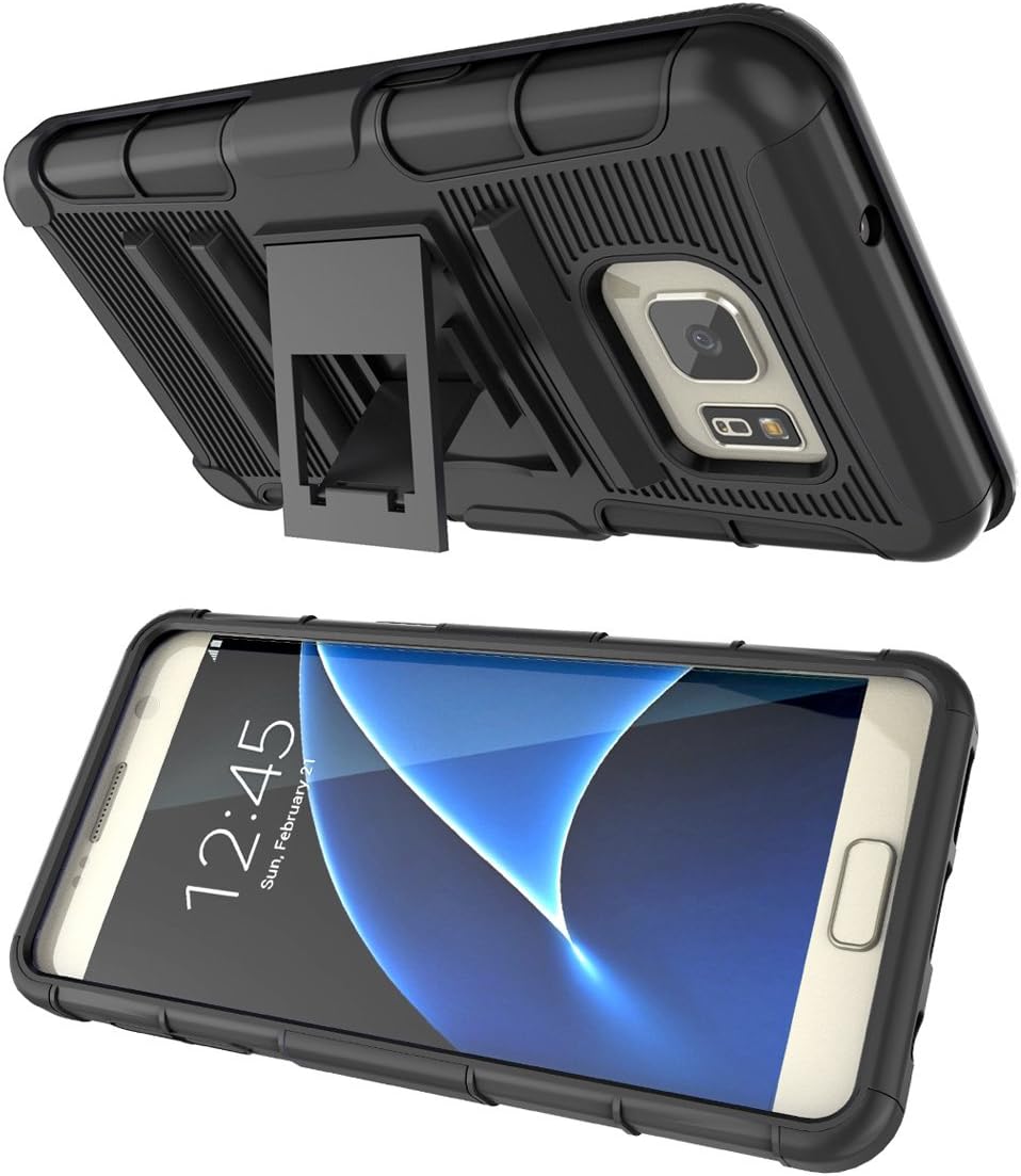 TILL Samsung Galaxy S7 Case,TILL [Knight Armor] Heavy Duty Full-Body Rugged Holster Resilient Armor Case [Belt Swivel Clip][Kickstand] Combo Cover Shell for Samsung Galaxy S7 S VII G930 GS7 [Black]