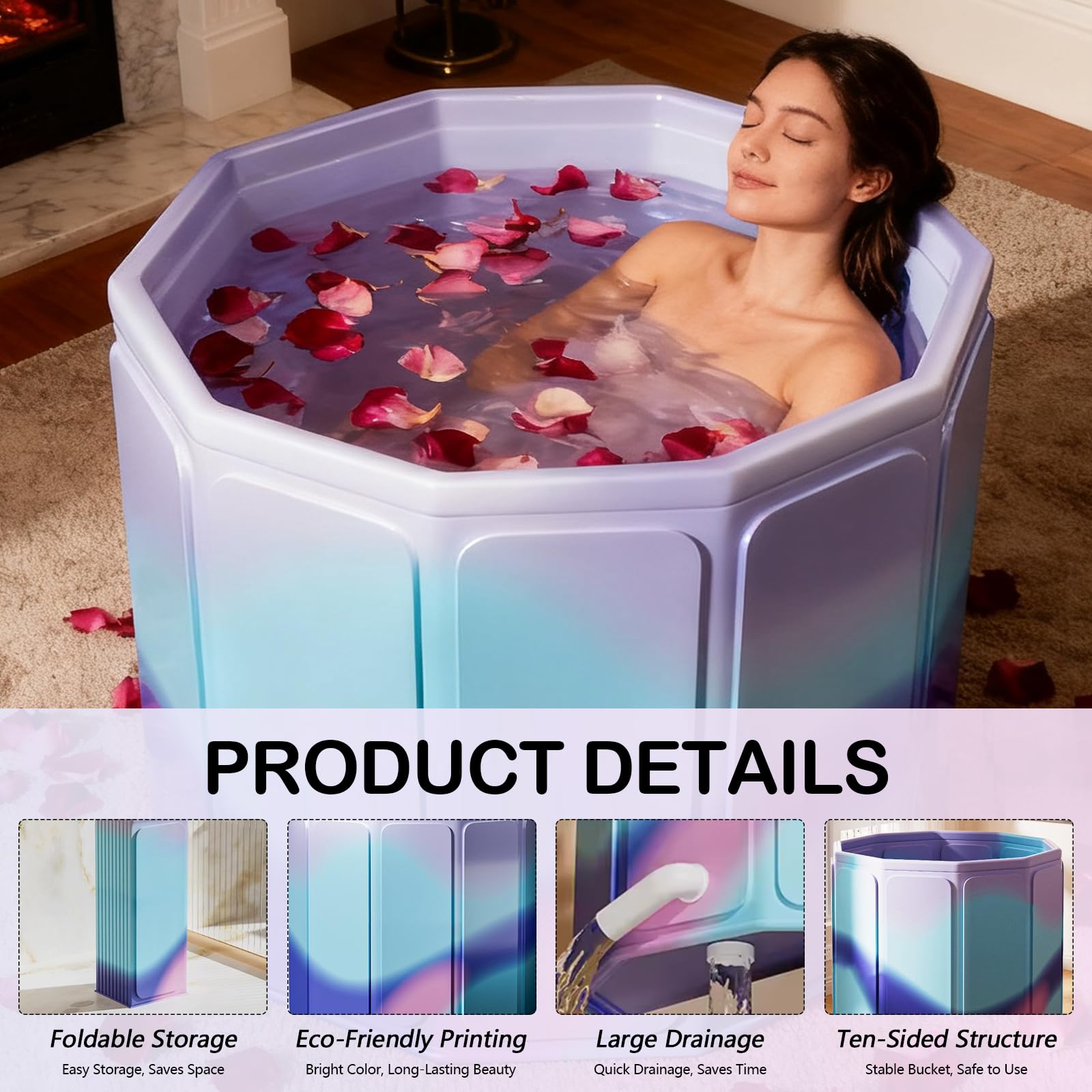 Vasca Da Bagno Pieghevole, 80x70 cm (LxA) Vasca Da Bagno Portatile Per Bagni Caldi E Freddi Per Piccoli Bagni Doccia Spa E Benessere Bagno Di Ghiaccio Vasca Di Ghiaccio Per Adulti