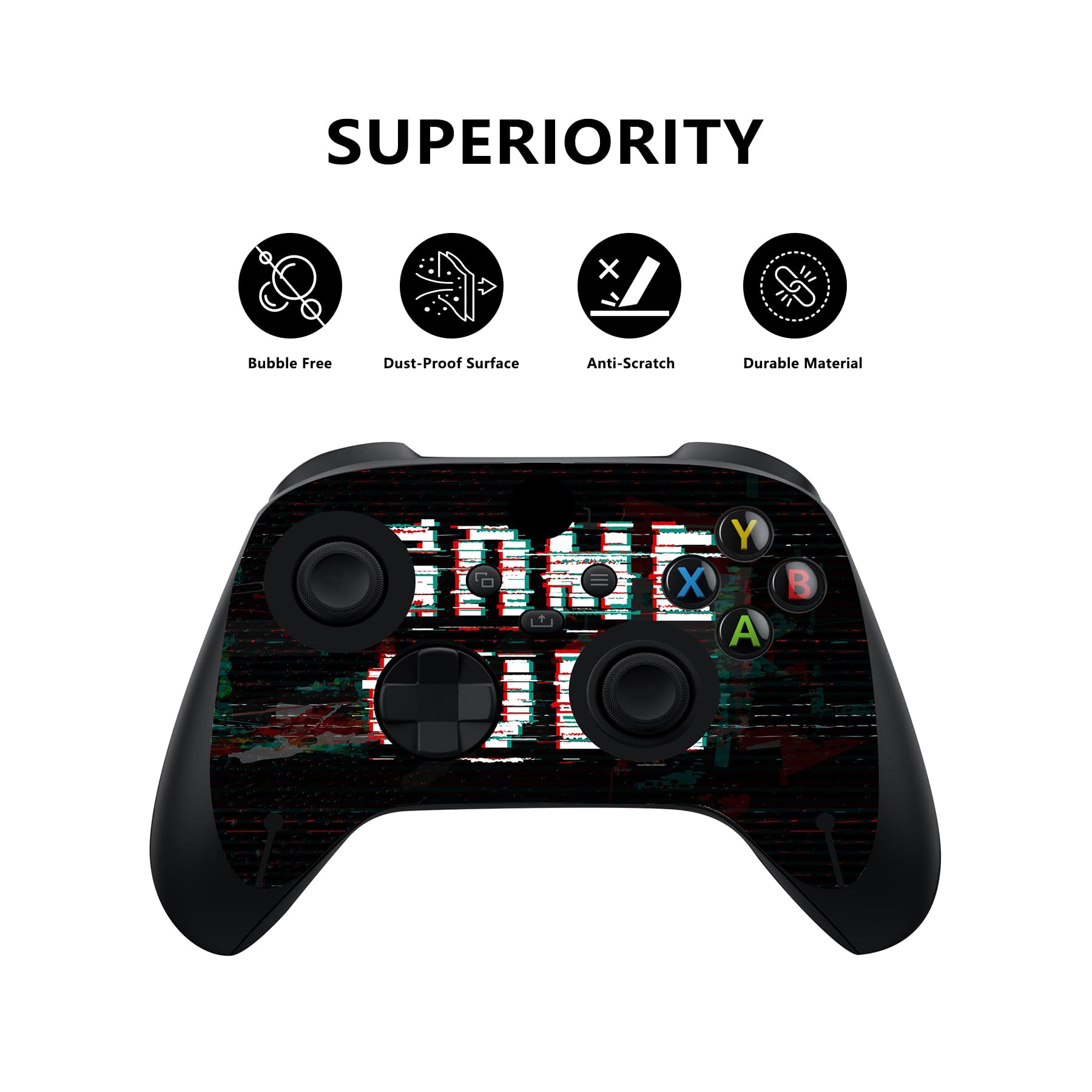 PlayVital Stickers Manette pour Xbox Series X,Autocollant Protection pour Xbox Series X Console Accessoires Skin Habillages-Game Over Glitch