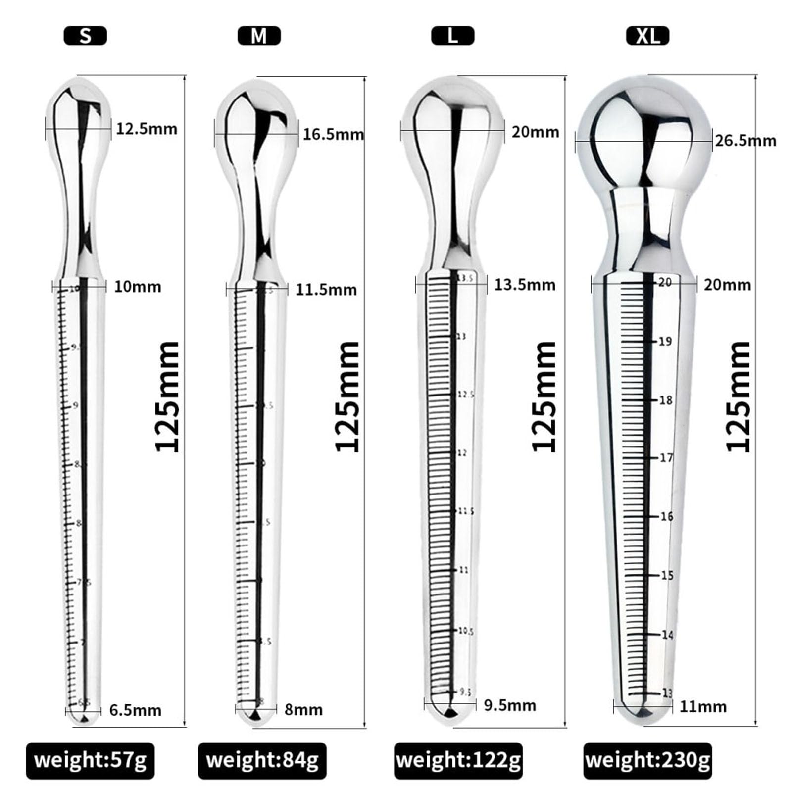 Set plug uretrale maschile – Suoni uretrali a testa a goccia. plug per pene e bastoncino da masturbazione. estensore uretrale per piacere maschile (Set da quattro pezzi)