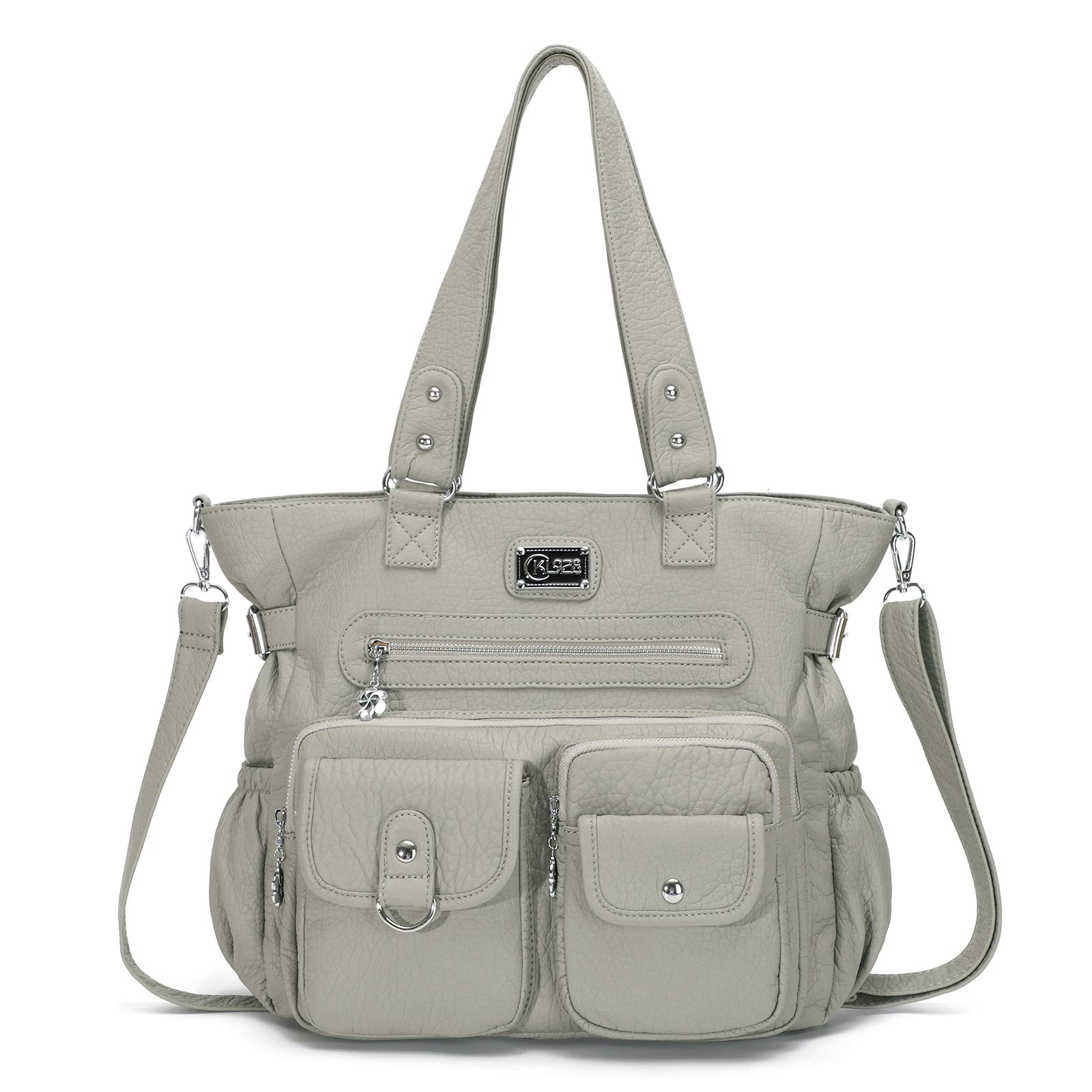 KL928 Handtasche Damen Tasche Umhängetasche Schultertasche Damentaschen gross für Damen Frauentasche PU Leder Damenhandtasche mit vielen Fächern (Gray)