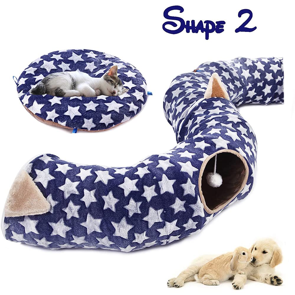 Túnel para Perros Y Gatos Cama con Cojín Juguetes De Tubo Tela Oxford Gran Diámetro Arrugas Más Largas Plegable 3 Vías para Gatos Grandes Gatitos Y Cachorros
