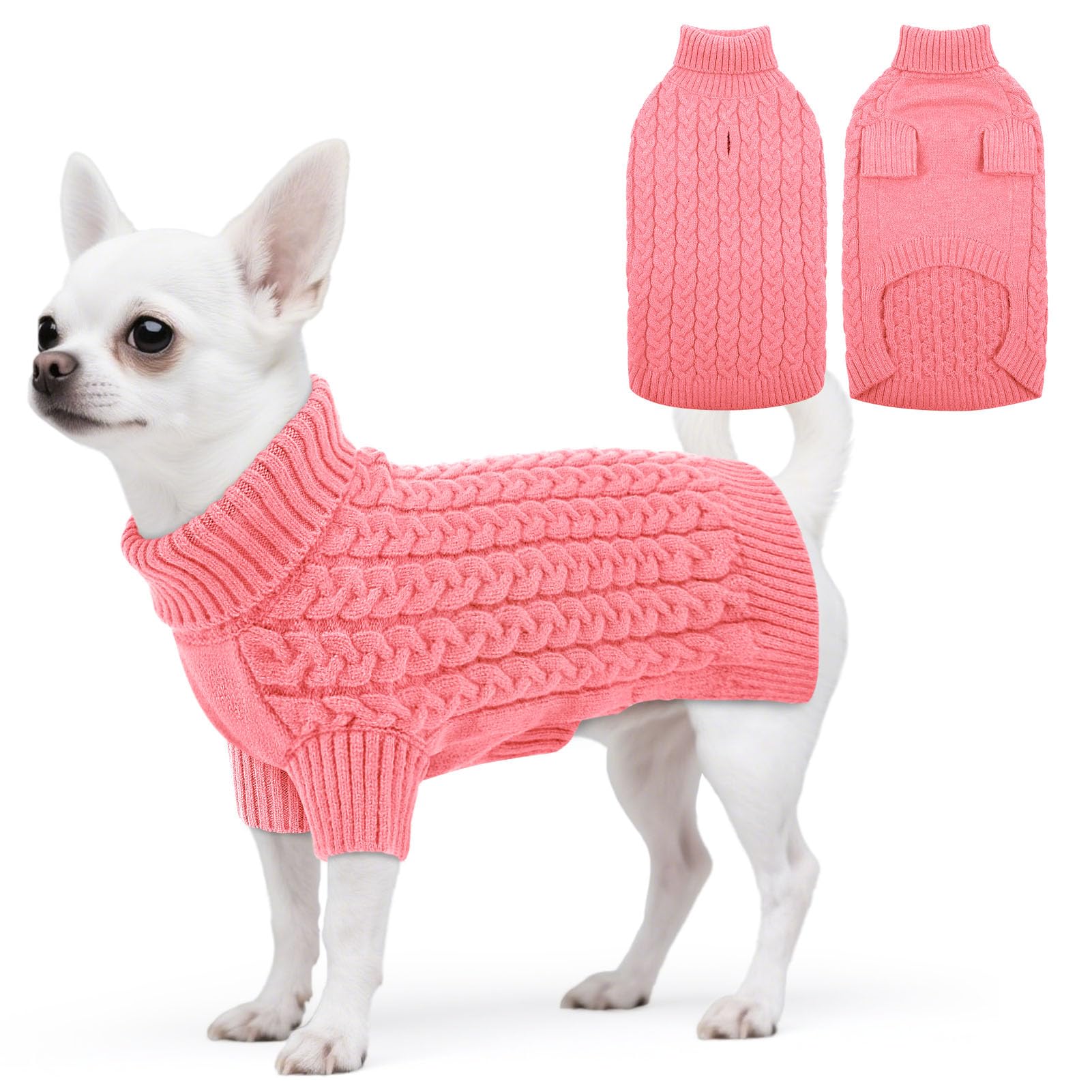 ASENKU Turtleneck Dog Jumper S, Winter Fleece Sweater for Small Dogs