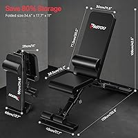 Vista 7 de PASYOU Adjustable Foldable Weight Bench for Home Gym with 660LBS, Workout Bench for Incline Decline Flat Bench Press, Full Body Strength Training
