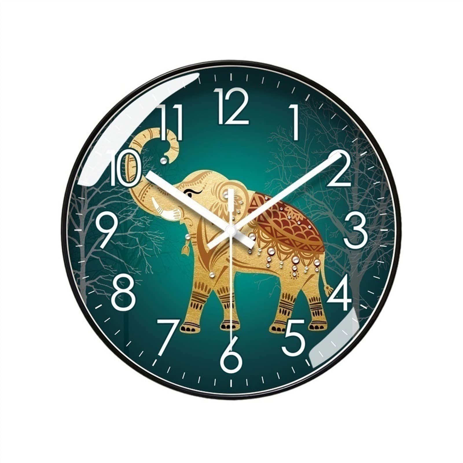 DFHS46JK Wall Decor 25cm/30cm/35cm Elephant Pattern Art Decorative Clock High Grade Personalized Bedroom Silent for living room decor(10inch)