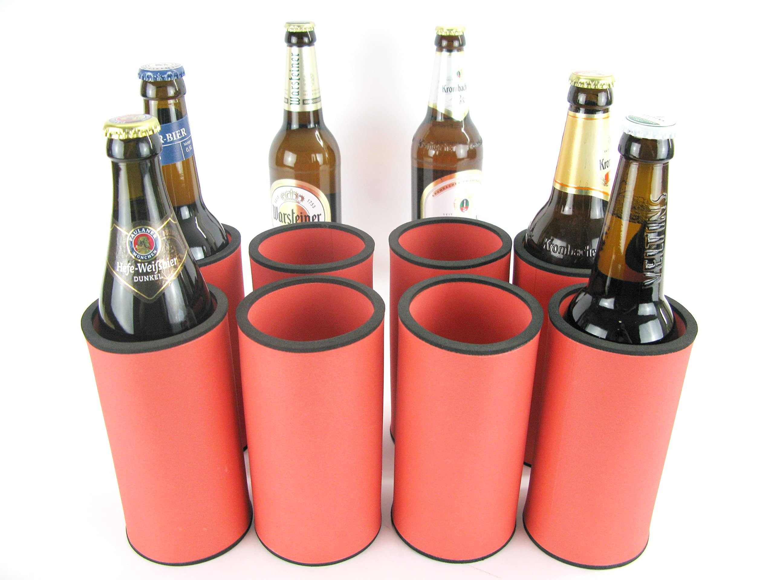 8er Set Getränkekühler 0,5l Flasche - Bierkühler - Neoprenkühler - passgenau ~Flaschenkühler~ orange Kühler