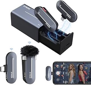 Wireless Lavalier Microphone, Synco P1T Type-C Lapel Professional Lav Mic with Charging Case for Android Phones Tablet Recording Interview YouTube Podcast, Wireless-Lavalier-Microphone-Phone-Lapel