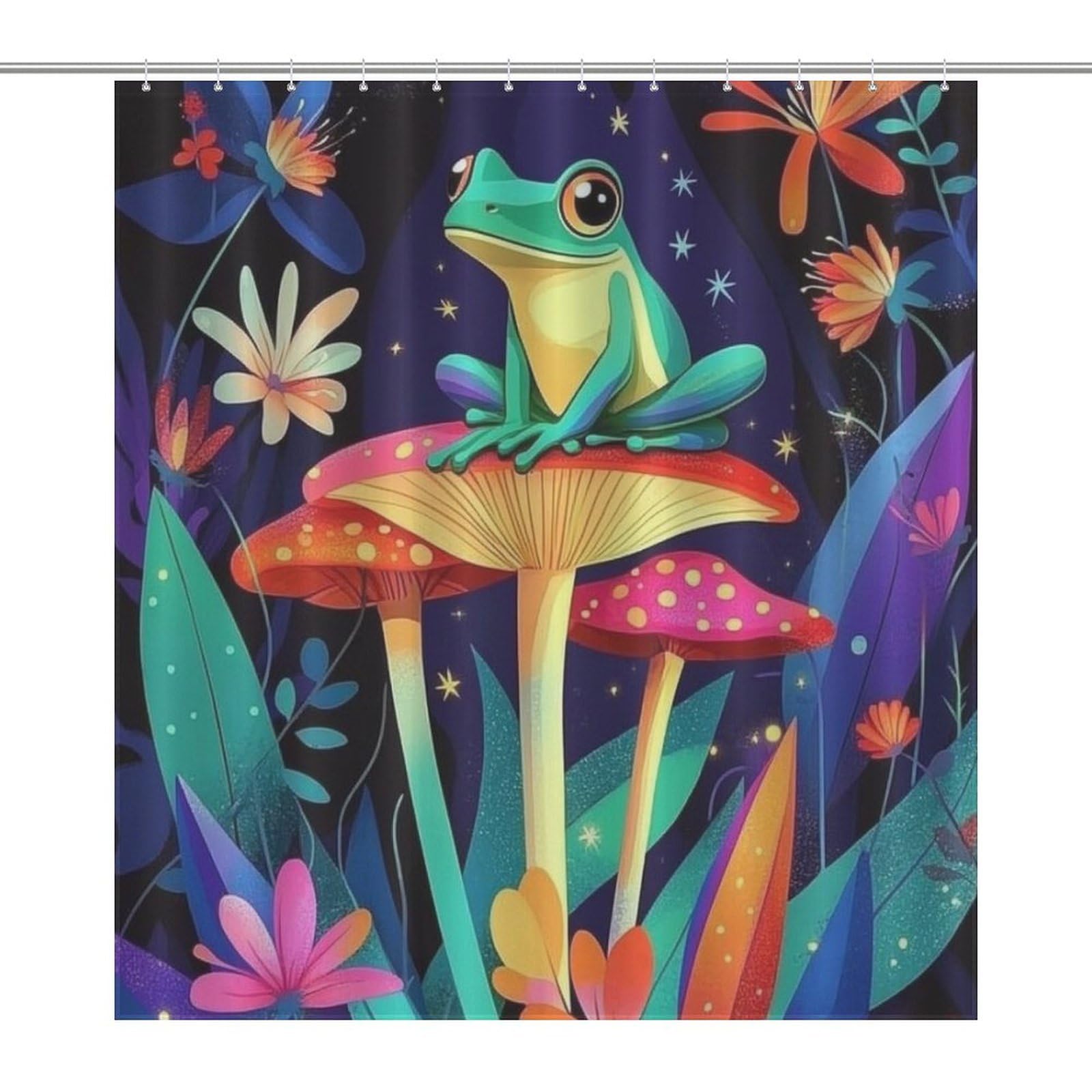 Rideau de douche grenouille lavable avec crochets décor de bain 183 cm