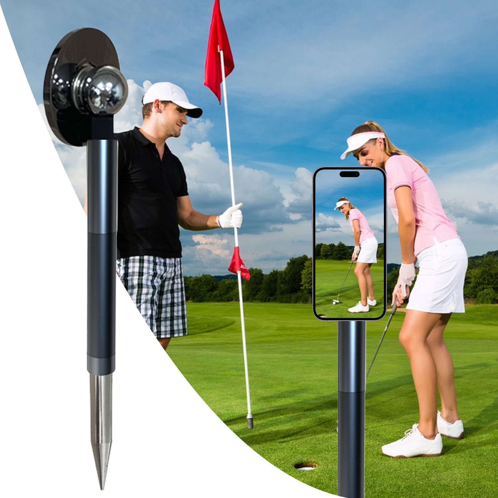 Supporto Telefono Golf Videocamera Ausilio Allenamento Portatile Stabile | Monopiede Golf Selfie Supporto Telefono A Terra Riprese Per Campo Pratica Viaggio Outdoor Allenatori Vlogger Principianti