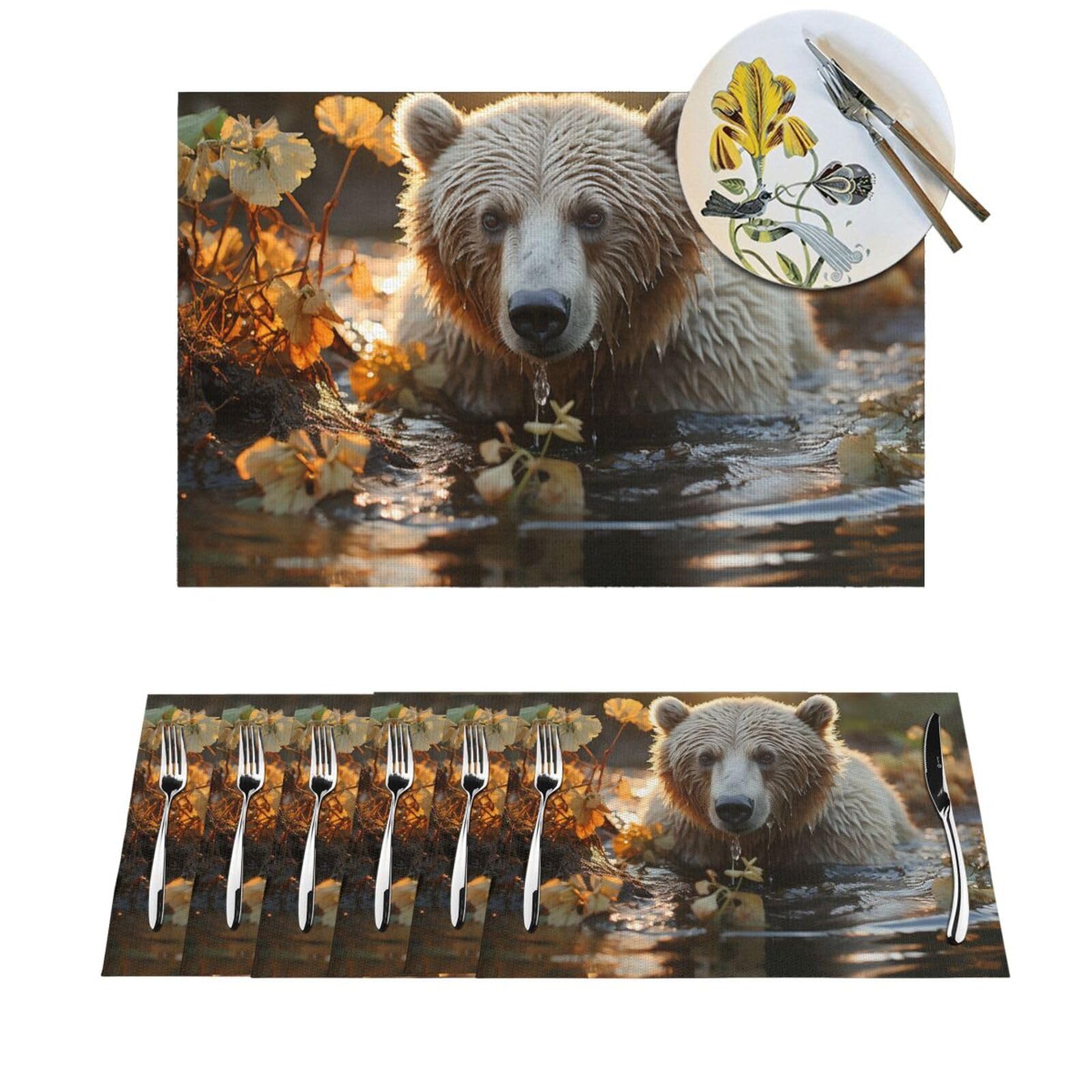 Set de table vinyle résistant à la chaleur et lavable, lot de 6 tapis de cuisine antidérapants