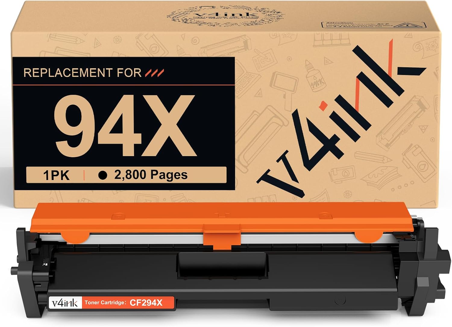 v4ink Compatible 94X Toner Cartridge Replacement for HP 94X 94A CF294X CF294A Toner Cartridge High Yield Black Ink for HP Pro M118dw MFP M148dw M148fdw M149fdw Printer, 1 Pack