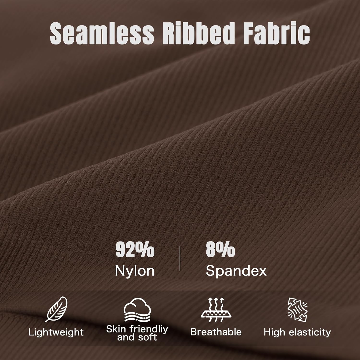 VEQKING Women Sports Bras High Neck Seamless Ribbed Longline Yoga Tank Tops with Built in Bra, 3 Pack - Image 6