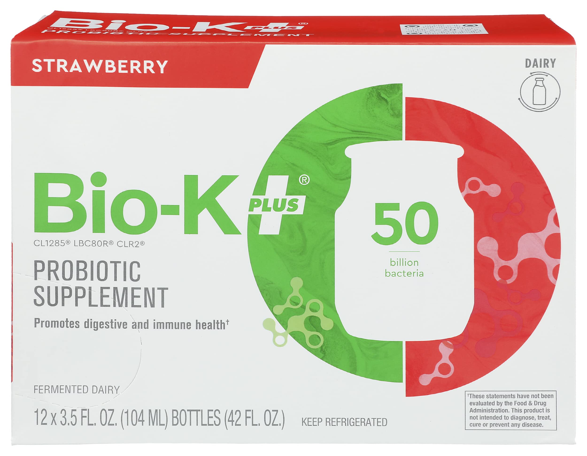 Bio-K Plus Bio-K+ Probiotic Strawberry 12 Pk, 3.5 FZ