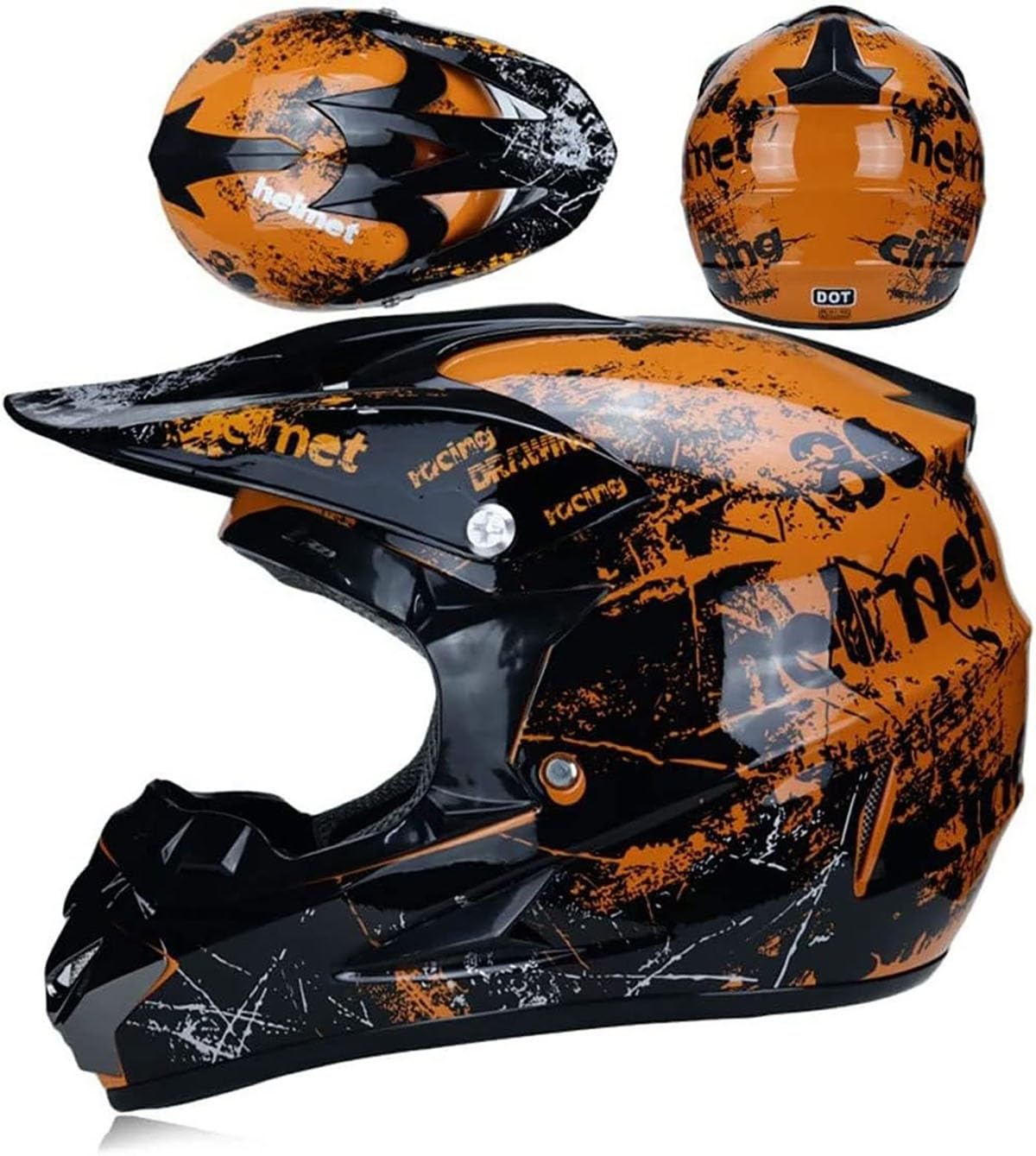 Zestaw kasków motocrossowych dla dorosłych, z rękawiczkami z okularami maskowymi, kask pełnotwarzowy dla małych dzieci, rower górski, motocykl terenowy Go Karting Fe Course ATV MX Downhill Quad Dirt