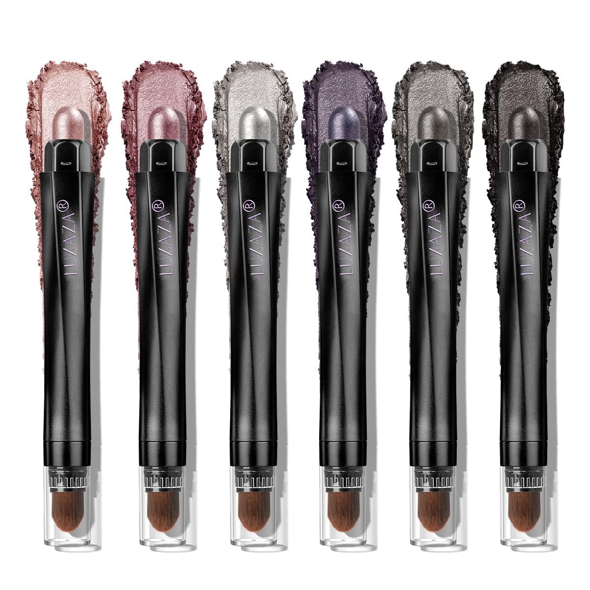 LUXAZA PRO Plum Eyeshadow Stick Makeup Set 6PCS, Neutral Shimmer And Matte Cream Eye Shadow Palette, Metallic Bronze Smoky Eyeliner Brightener Crayon