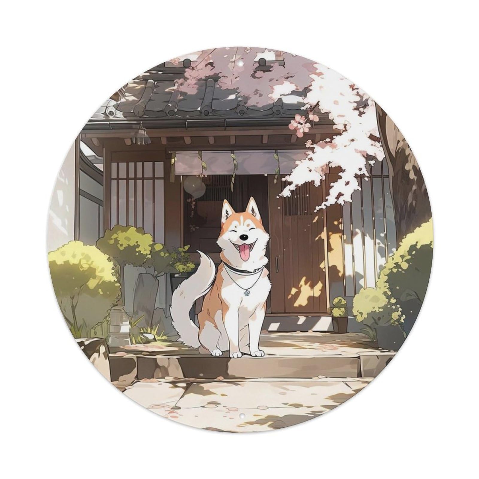 Shiba Inu Cherry Blossom Zen Healing Poster Metal Tin Sign