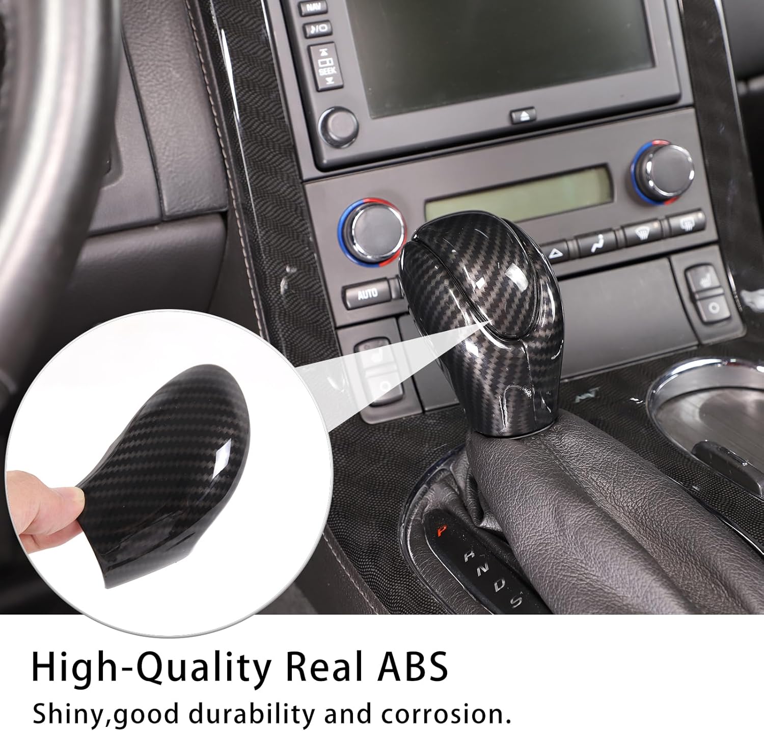 PIUGILH Gear Shift Knob Head Cover Trim Compatible with Corvette C6 2005-2013 Interior Accessories, Car Gear Handle Head Cover, 3Pcs (Carbon Fiber Pattern)