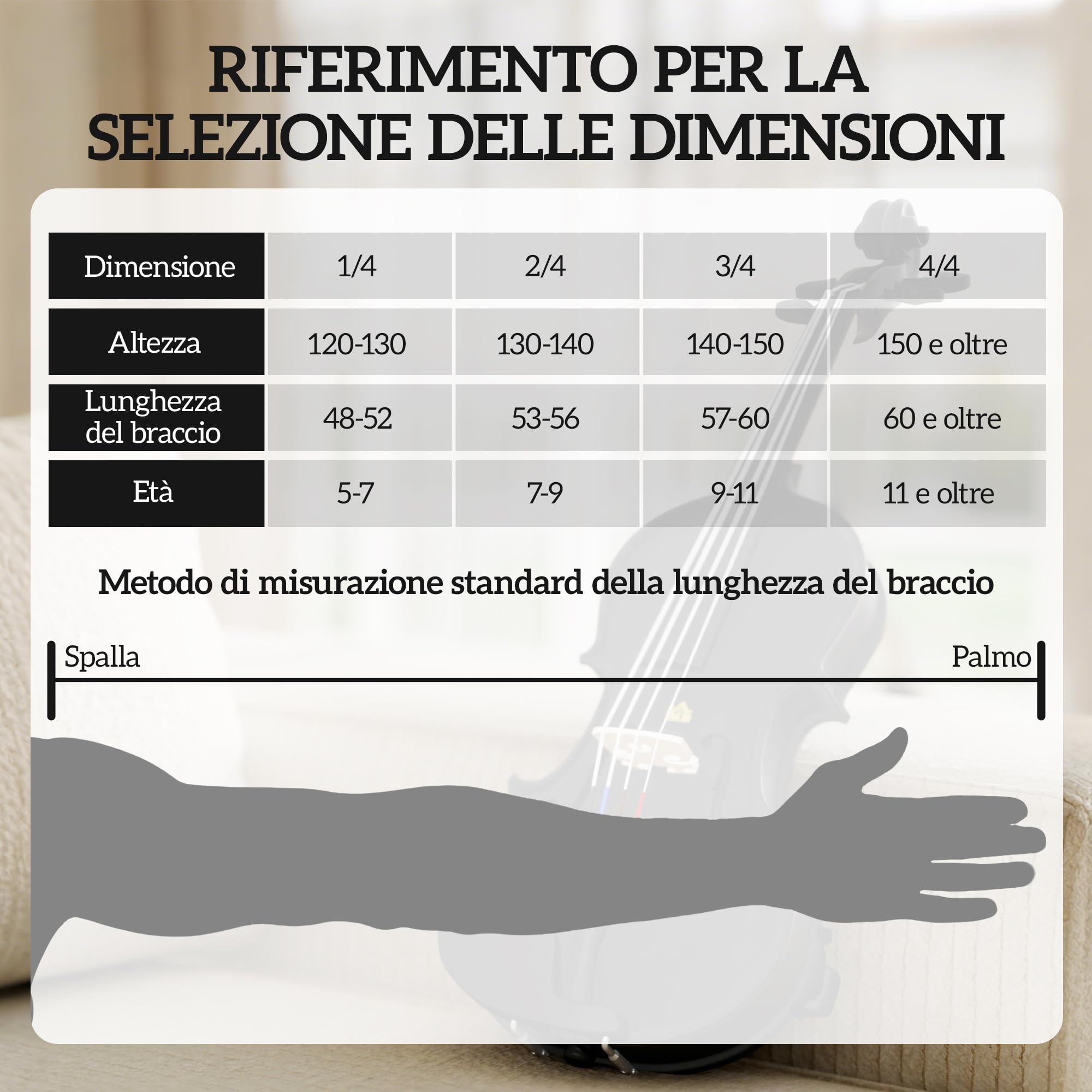 HOMCOM Violino 4/4 in Legno per Principianti e Adulti con Custodia Nero | Arco, Spalliera, Pece, Tavola in Compensato Abete, Manico e Testa in Acero