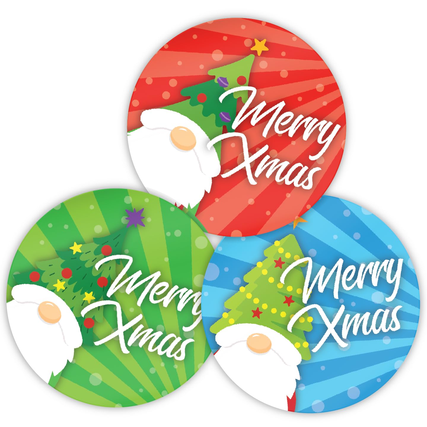 Stone Melon Christmas Reward Stickers 144 Gonk Xmas Tree Santa Claus Smiling Xmas Stickers 30mm Round Awards Nursery Teachers Parents Children Kids Christmas